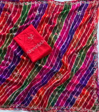 Load image into Gallery viewer, Stunning Party Wear Chiffon Silk Embroidery n Sequence Work Designer Saree With Blouse Piece
