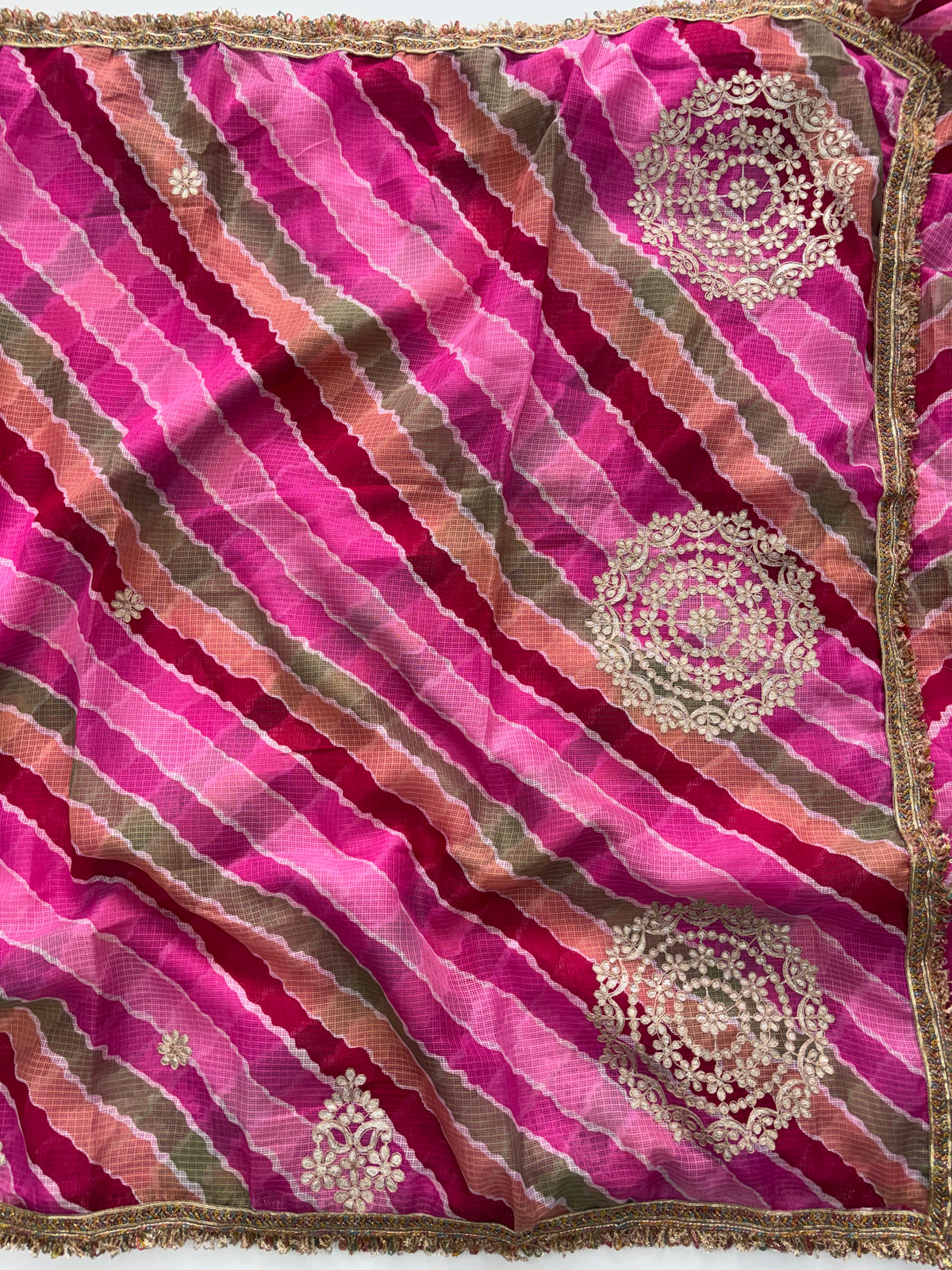 Redolent Function Wear Kota Doriya Embroidery Work Designer Saree With Blouse Piece
