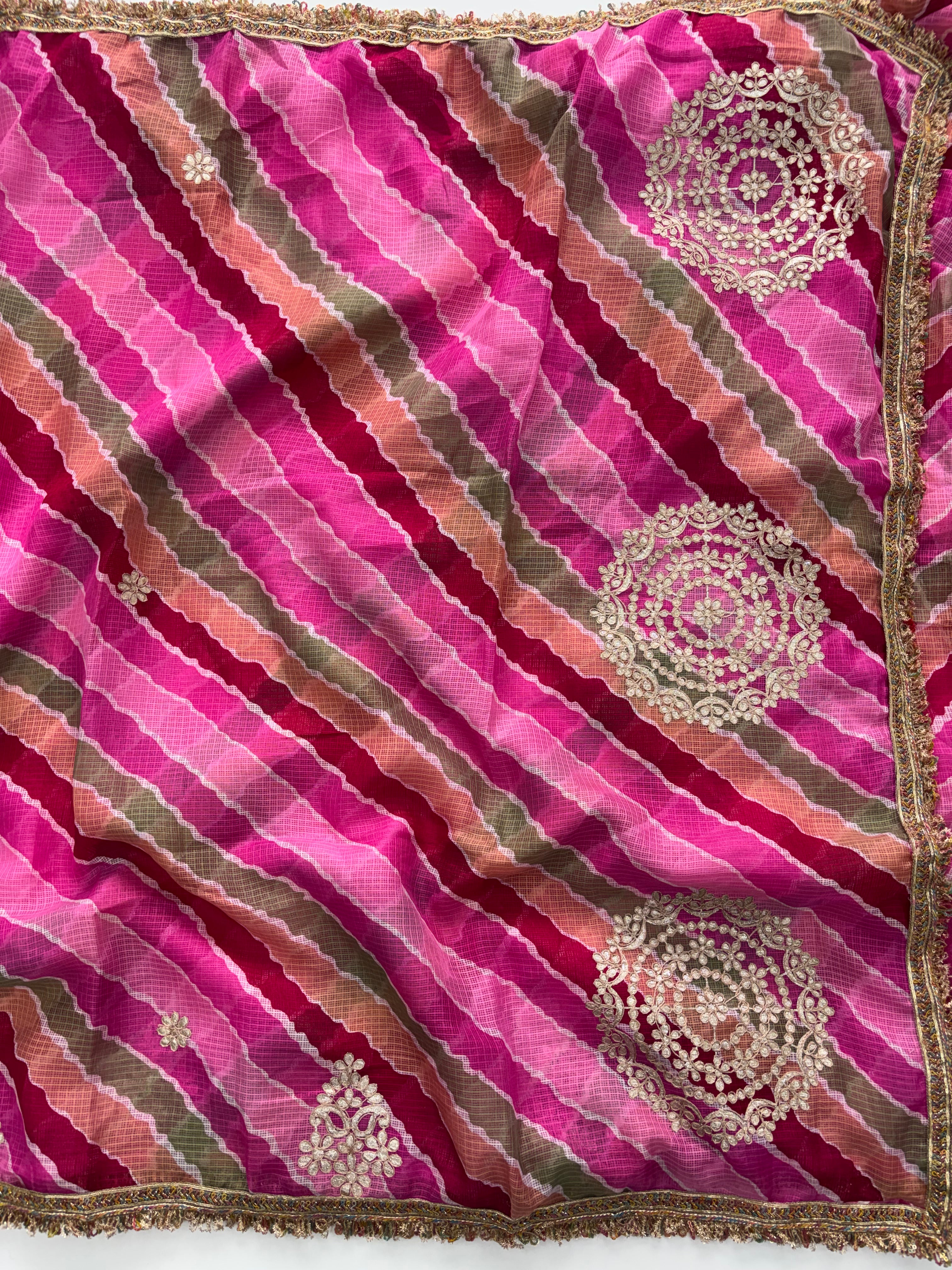 Redolent Function Wear Kota Doriya Embroidery Work Designer Saree With Blouse Piece