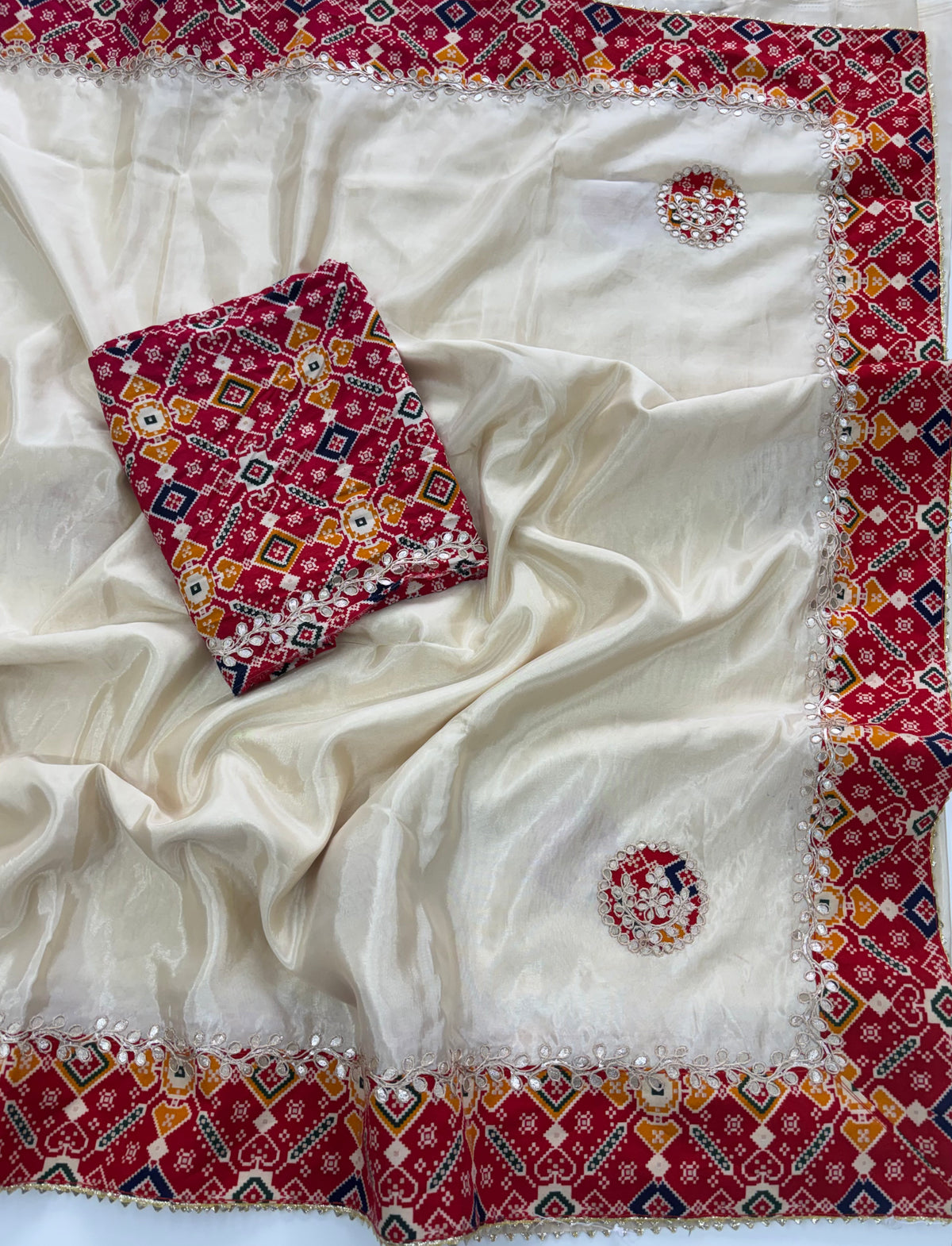 Blossom Festive Wear Soft Silk Gotapatti Work Designer Saree With Blouse Piece