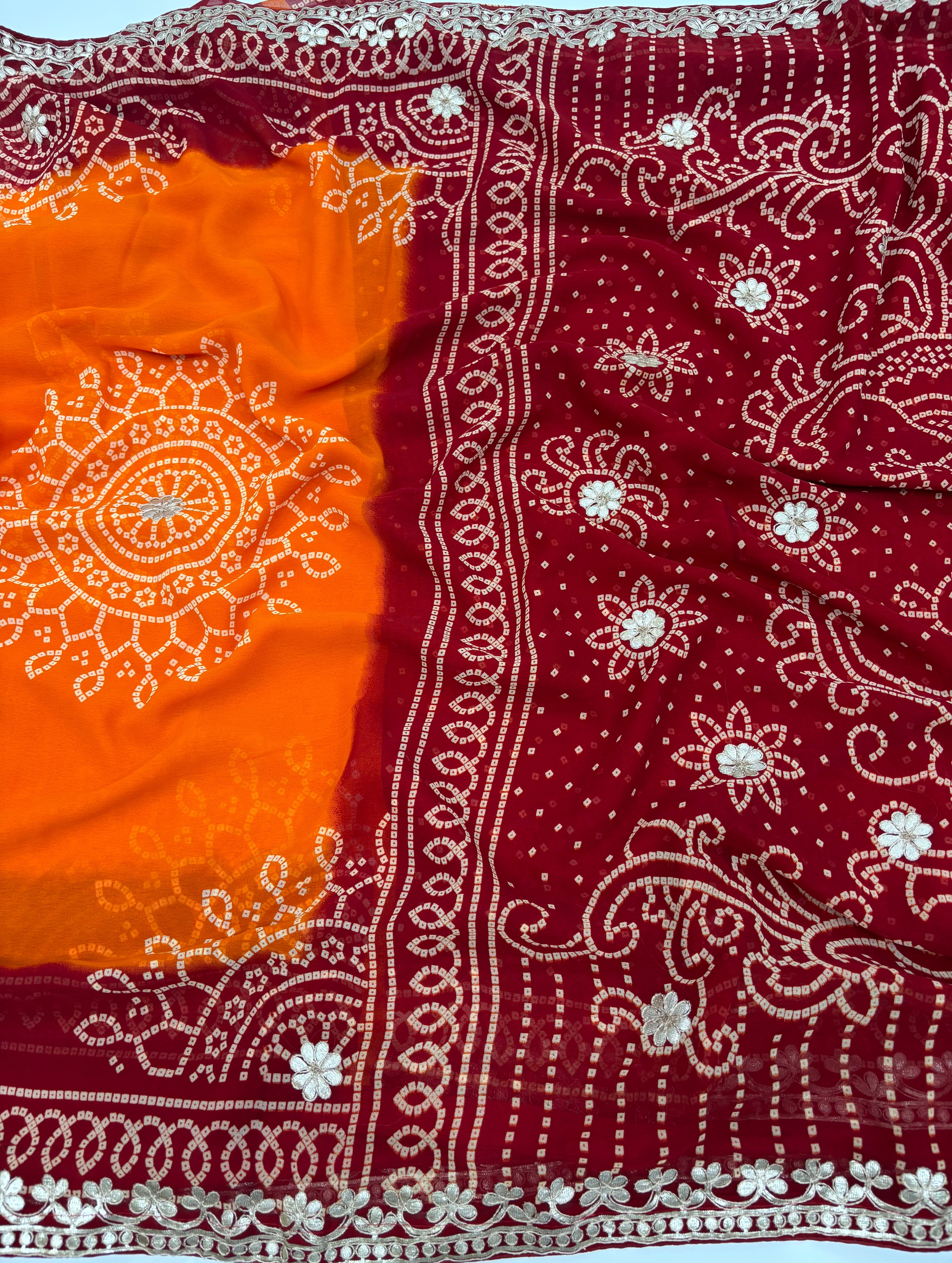 Adorable Festive Wear Georgette Gota Patti Work Designer Saree With Blouse Piece