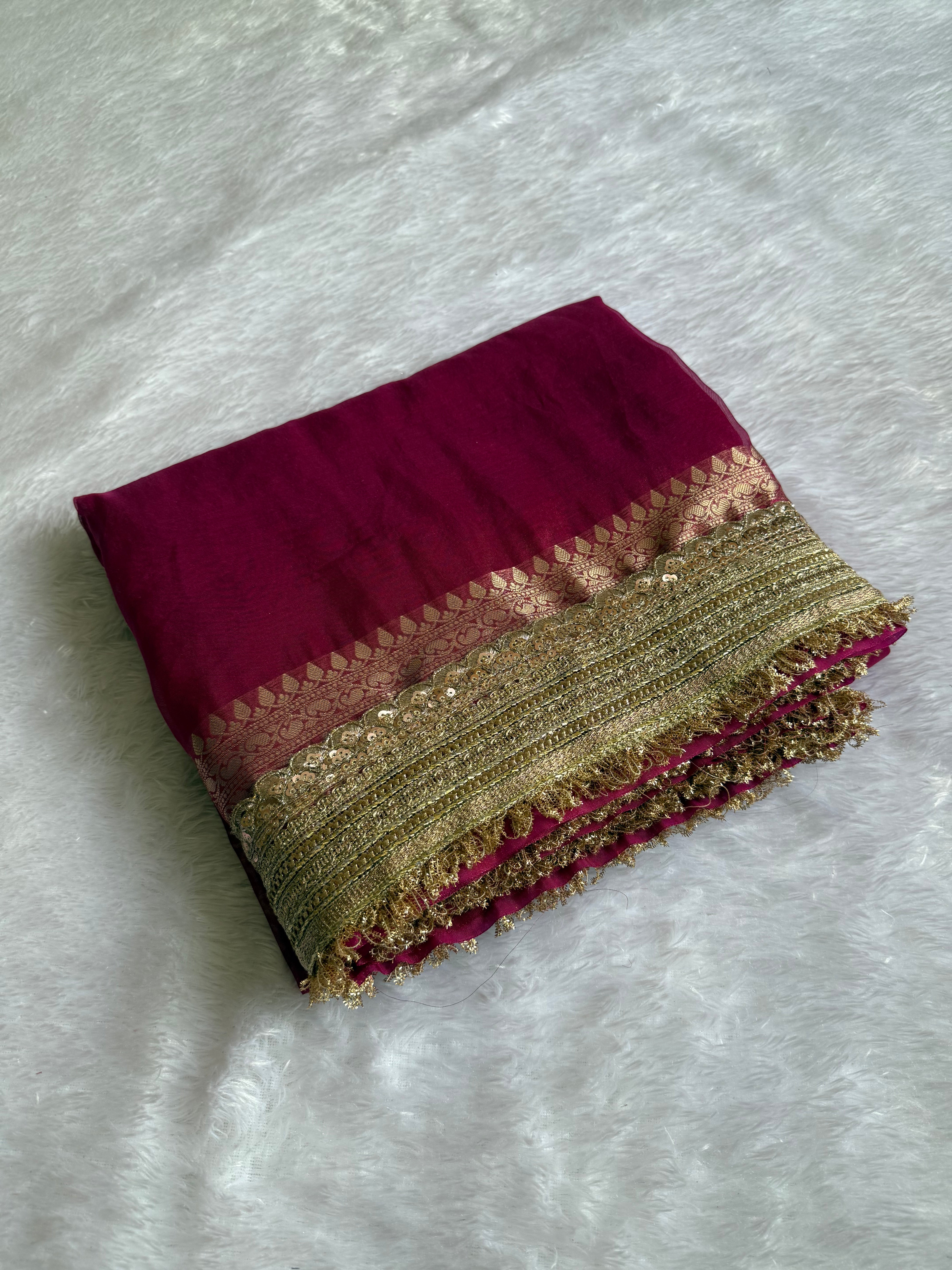 Luxuriant Wedding Wear Banarasi Soft Tissue Silk Jacquard n Lace Work Designer Saree For Occasion