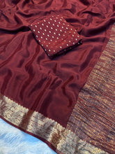 Load image into Gallery viewer, Effervescent Function Wear Chinnon Silk Jacquard Border Work Rich Pallu Fancy Saree With Blouse Piece
