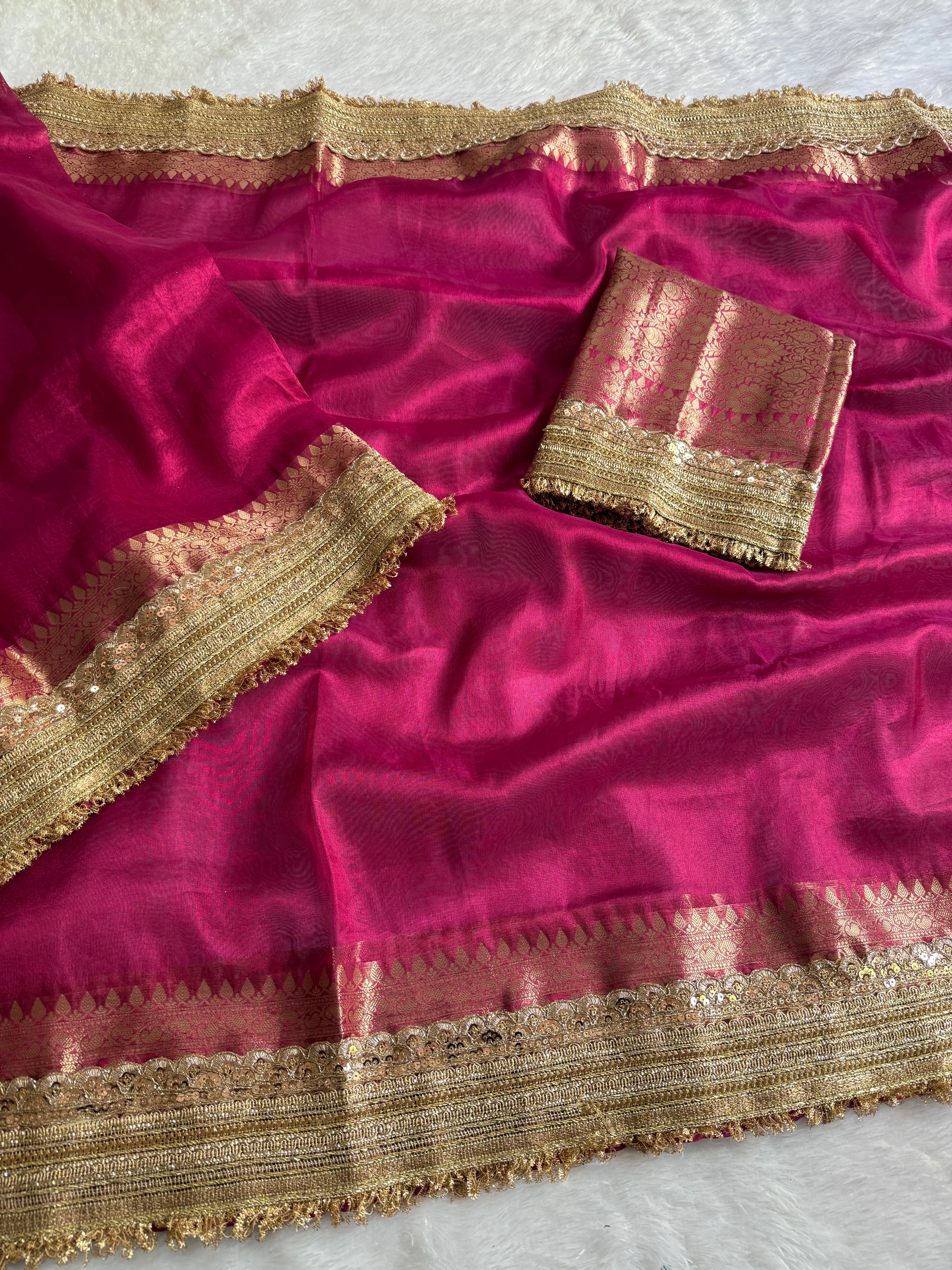 Luxuriant Wedding Wear Banarasi Soft Tissue Silk Jacquard n Lace Work Designer Saree For Occasion