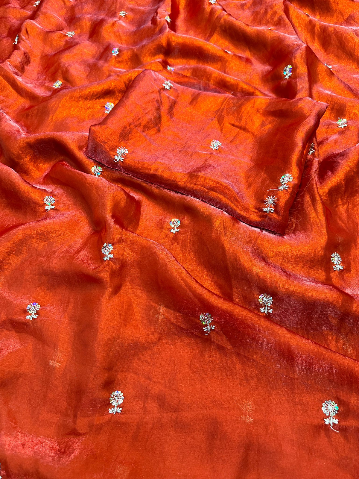 New Partywear Satin Silk Fabric Sequence Emboridery Work Fancy Designer Saree With Blouse