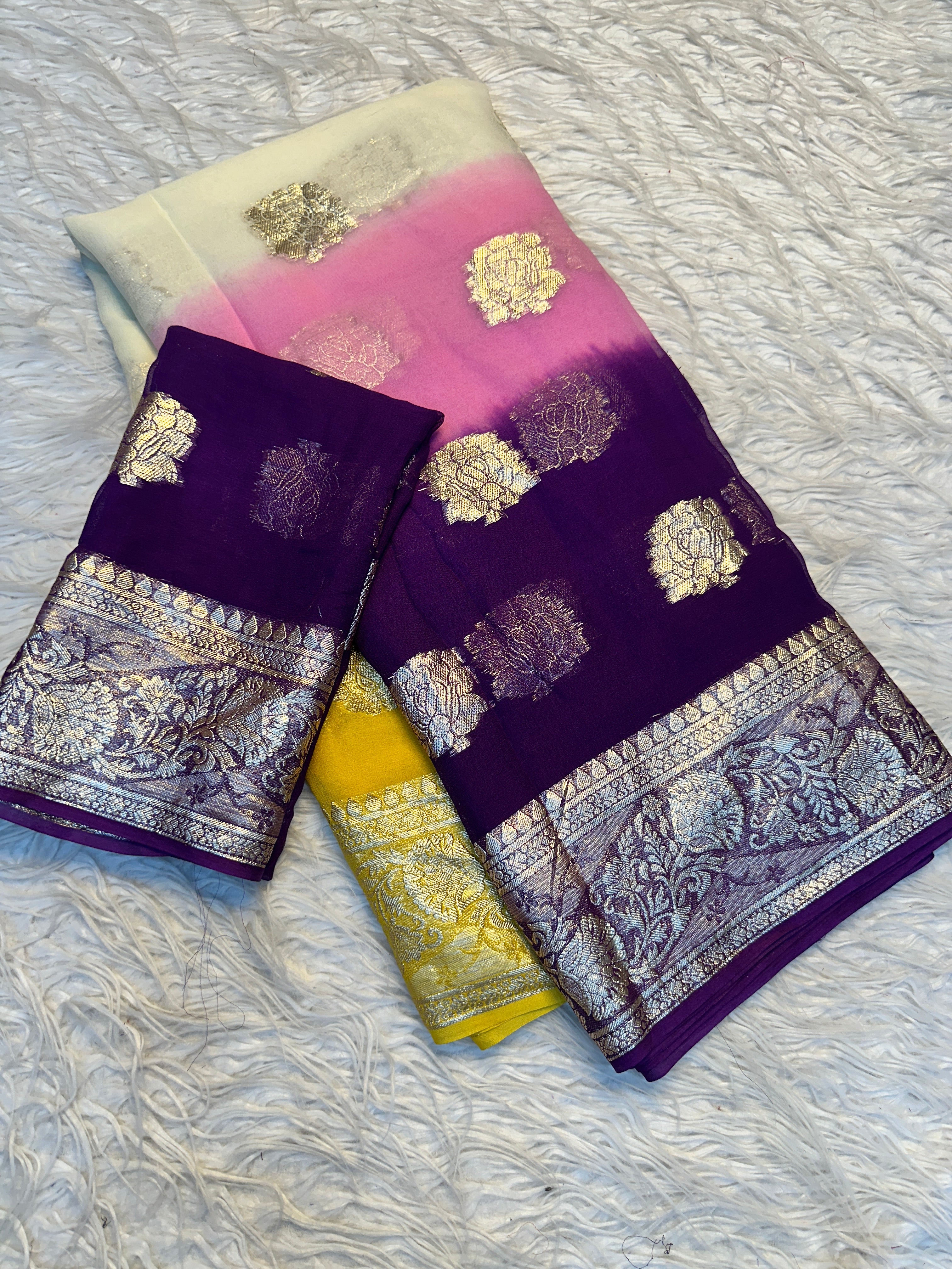 Gratifying Party Wear Pure Viscose Georgette Zari Weaving Border Fancy Saree With Blouse