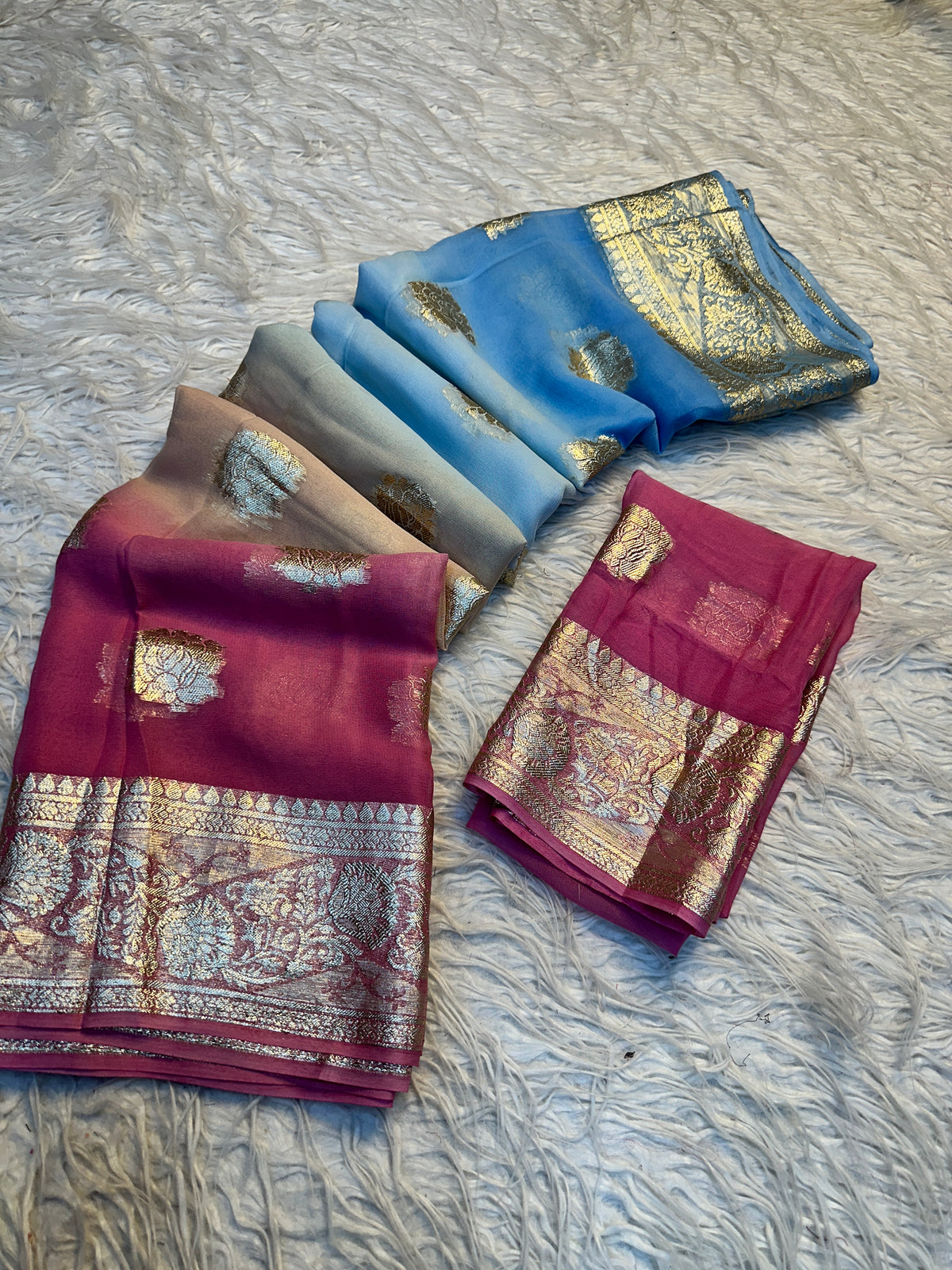 Gratifying Party Wear Pure Viscose Georgette Zari Weaving Border Fancy Saree With Blouse