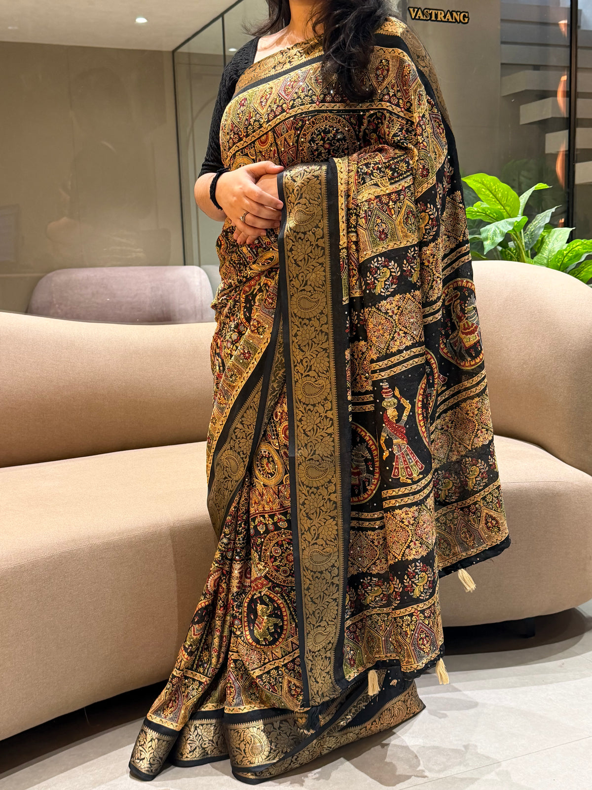 Traditional Festive Wear Soft Silk Sequence Work Jacquard Border Fancy Saree With Blouse Piece