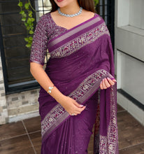 Load image into Gallery viewer, Entrancing Pure Mul Cotton Sequence  With Ajrakh Prined Fancy Designer Saree With Gratifying Blouse Piece
