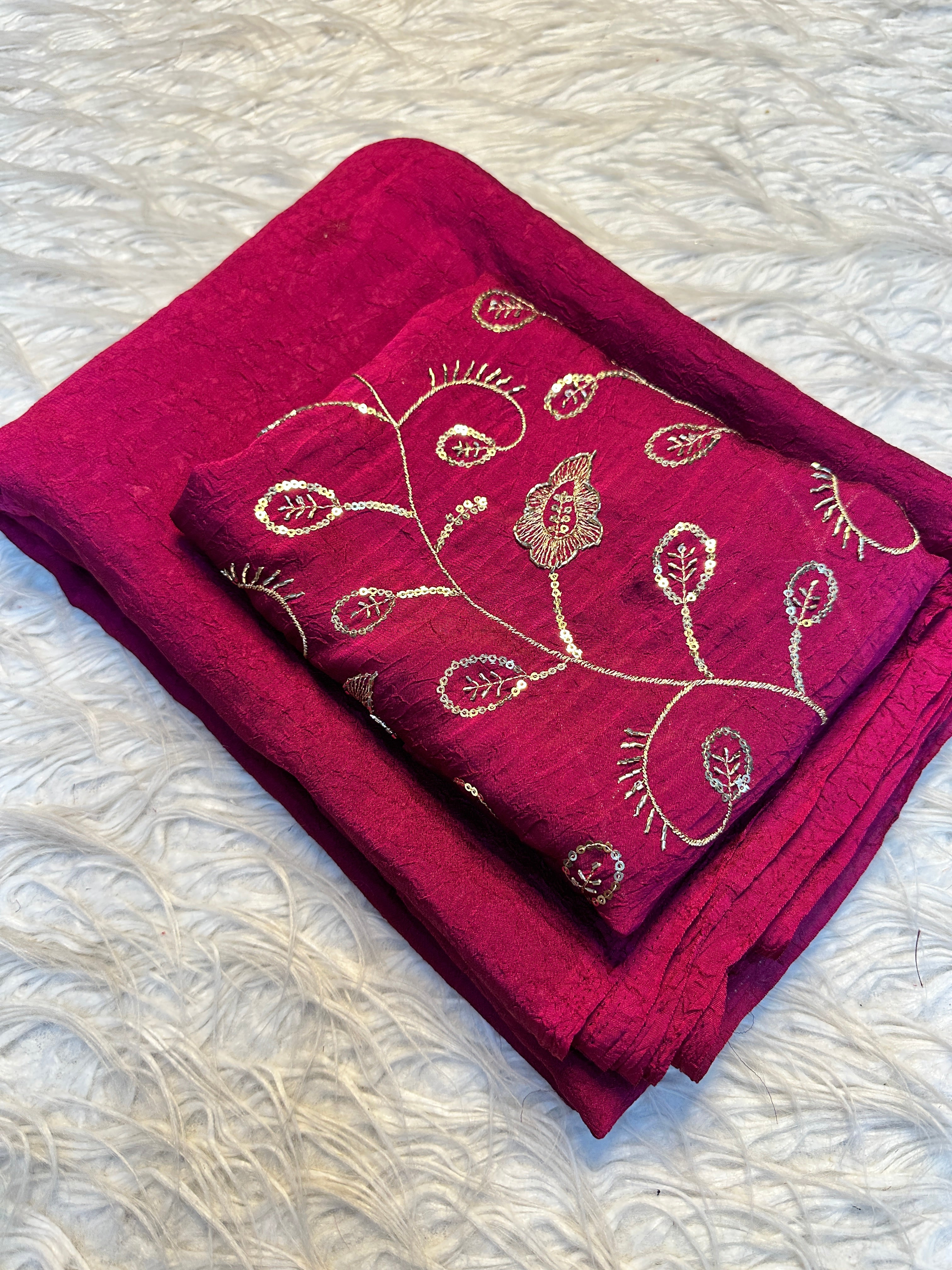 Alverina Festive Wear Rangoli Crush Silk Sequence Work Saree With Blissful Blouse Piece
