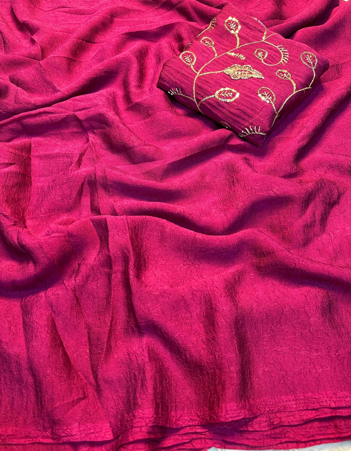 Alverina Festive Wear Rangoli Crush Silk Sequence Work Saree With Blissful Blouse Piece