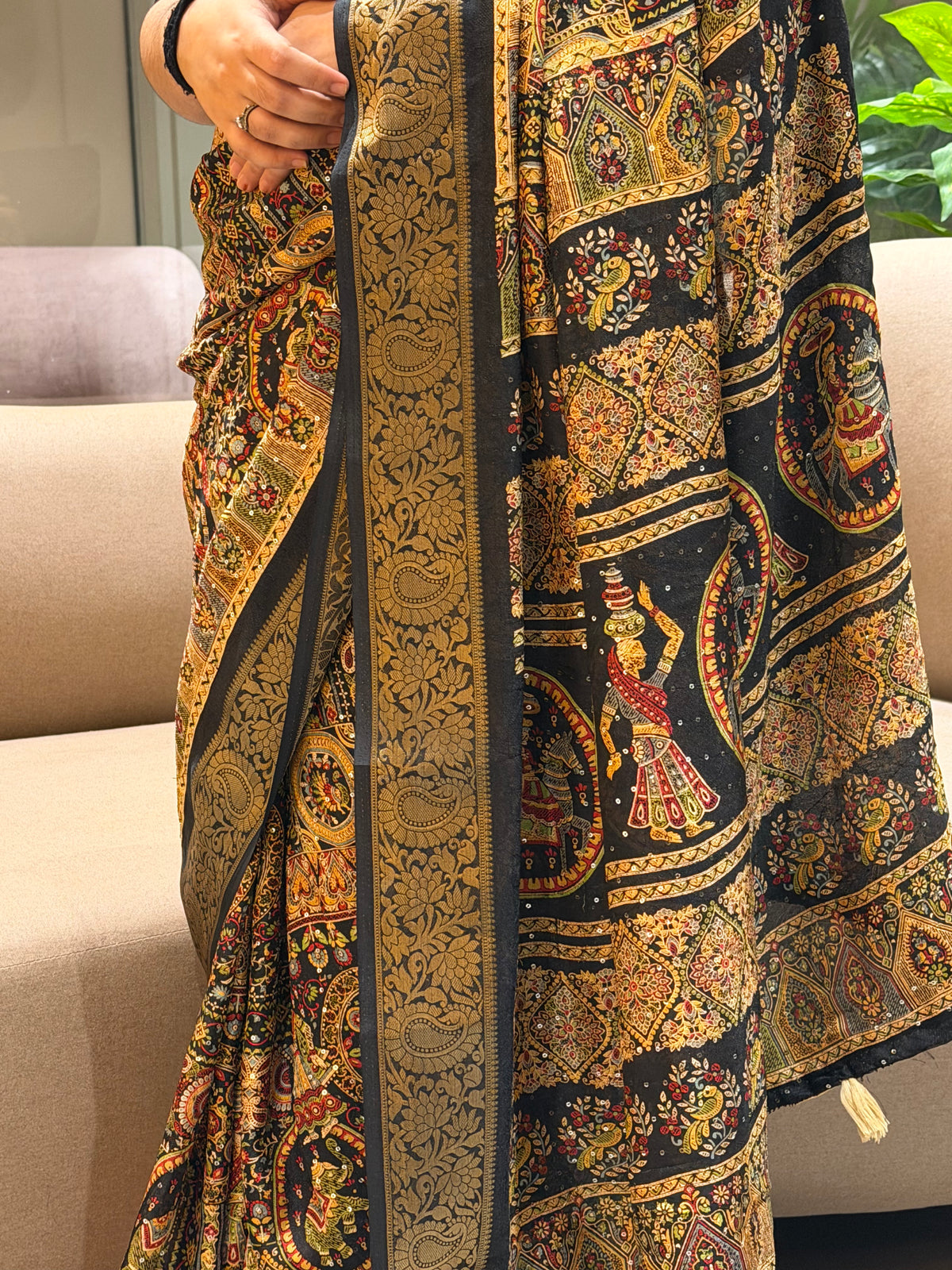 Traditional Festive Wear Soft Silk Sequence Work Jacquard Border Fancy Saree With Blouse Piece