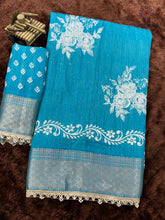Load image into Gallery viewer, Classic Party Wear Muslin Cotton Zari Jacquard Border With Sequence Weaving Pearl lace in Saree Design
