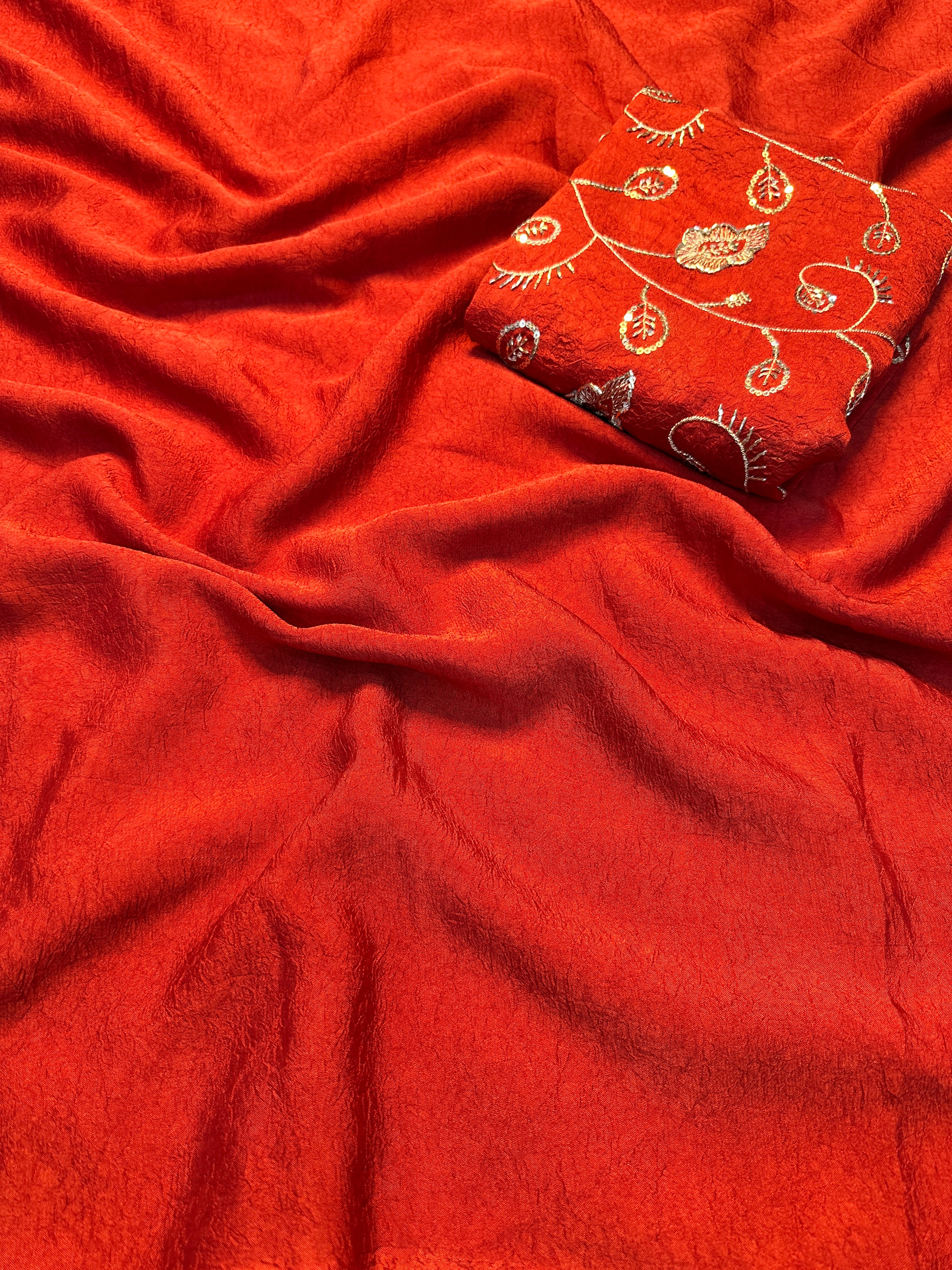 Alverina Festive Wear Rangoli Crush Silk Sequence Work Saree With Blissful Blouse Piece