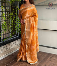 Load image into Gallery viewer, Classic Party Wear Muslin Cotton Zari Jacquard Border With Sequence Weaving Pearl lace in Saree Design
