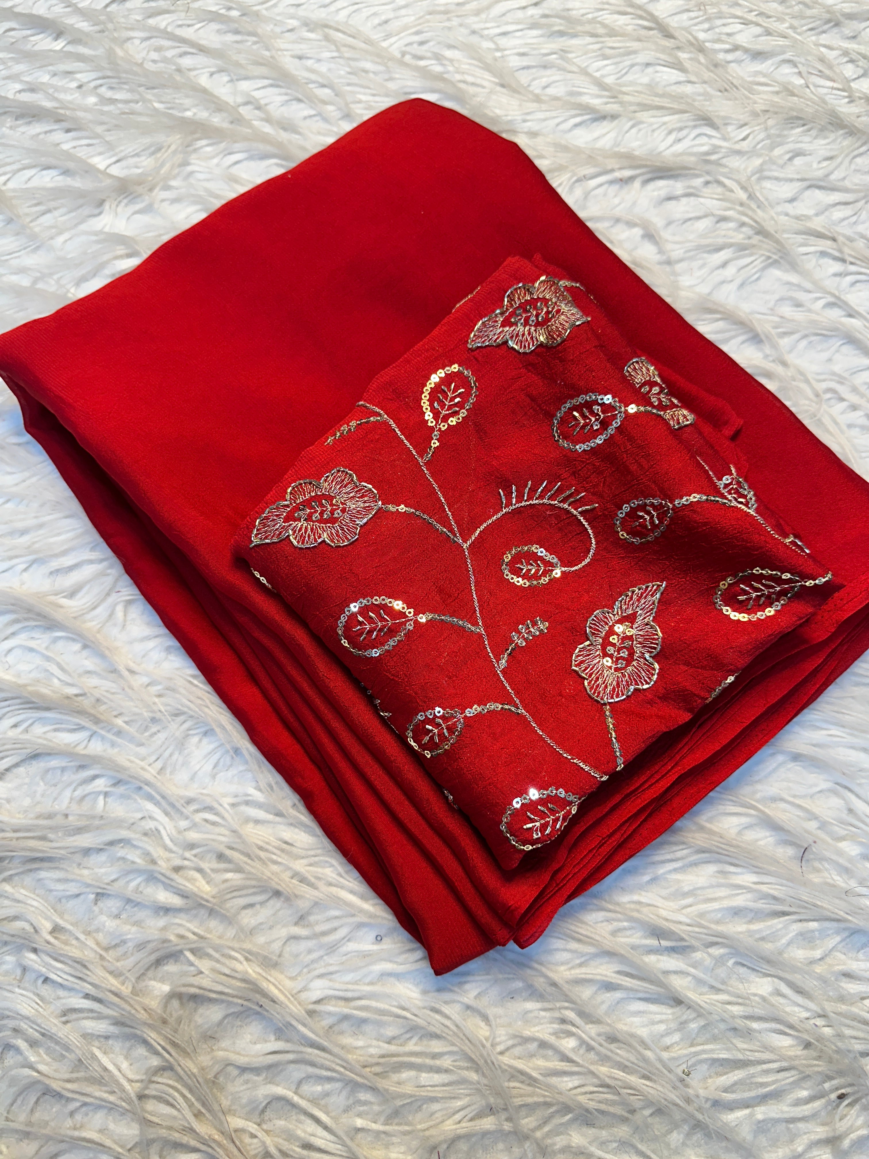 Alverina Festive Wear Rangoli Crush Silk Sequence Work Saree With Blissful Blouse Piece