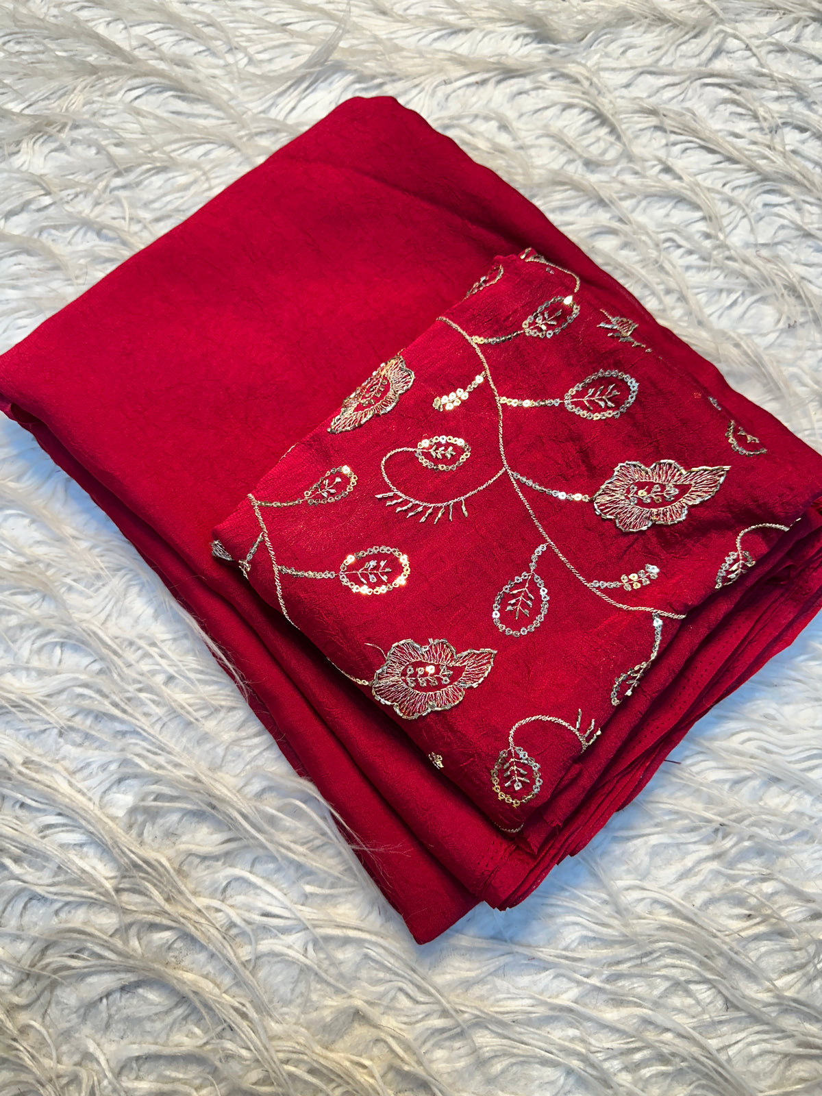 Alverina Festive Wear Rangoli Crush Silk Sequence Work Saree With Blissful Blouse Piece