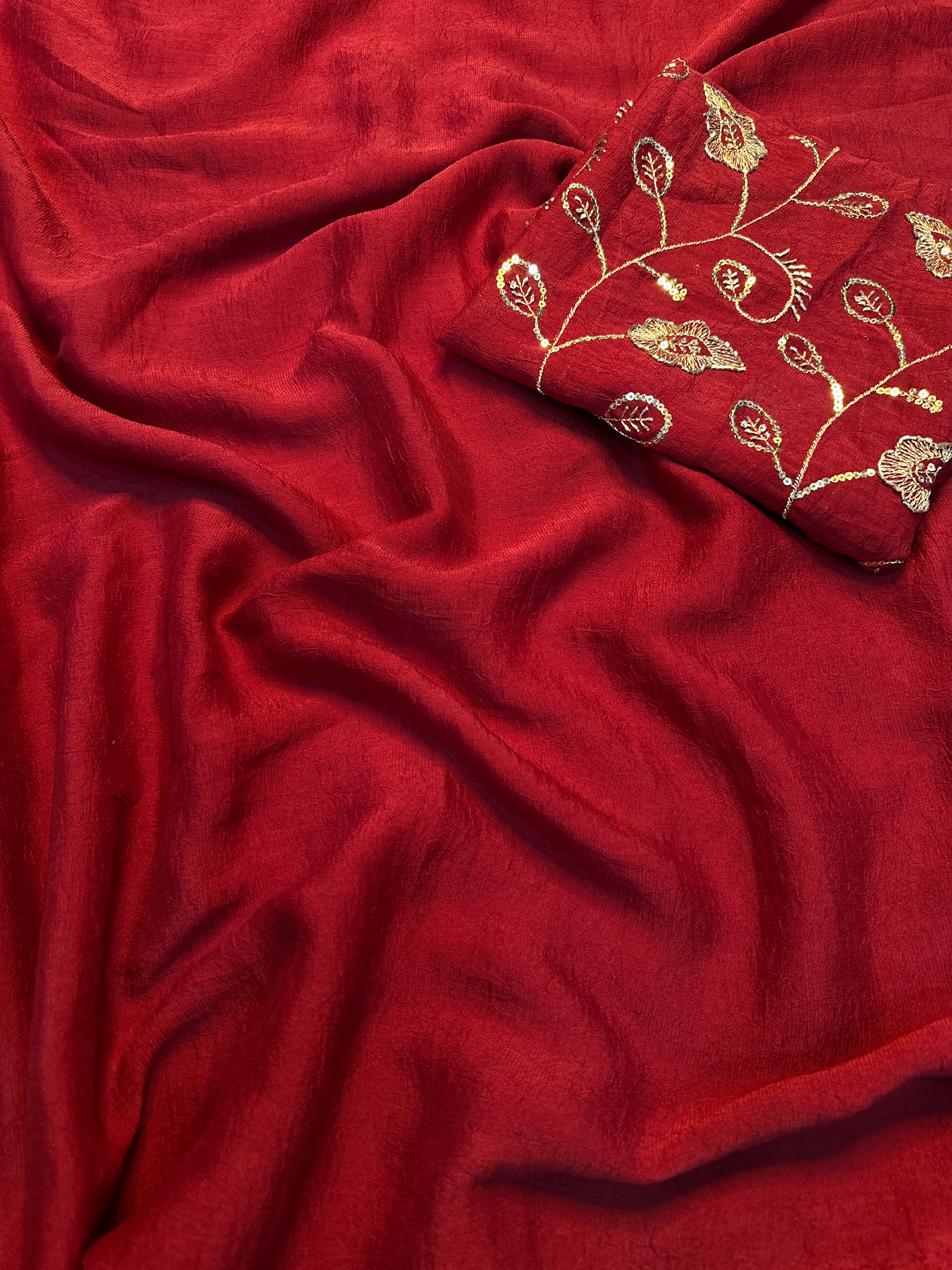 Alverina Festive Wear Rangoli Crush Silk Sequence Work Saree With Blissful Blouse Piece