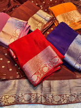 Load image into Gallery viewer, Desirable Festive Wear Viscose Chinon Silk Zari Weaving Border Fancy Saree With Blouse Piece
