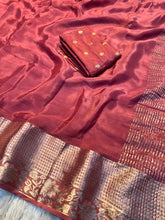 Load image into Gallery viewer, Desirable Festive Wear Viscose Chinon Silk Zari Weaving Border Fancy Saree With Blouse Piece
