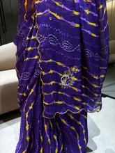 Load image into Gallery viewer, Divine Wedding Wear Chiffon Lehriya Print Embroidery n Handwork Desinger Saree With Blouse piece
