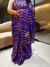 Load image into Gallery viewer, Divine Wedding Wear Chiffon Lehriya Print Embroidery n Handwork Desinger Saree With Blouse piece
