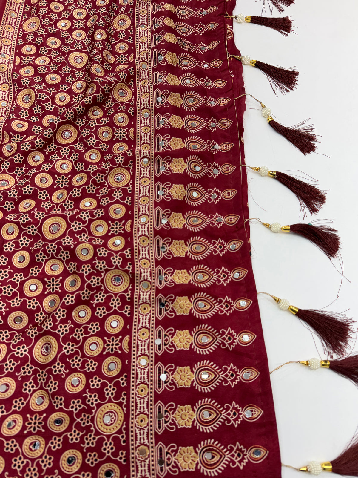 Glamorous Party Wear Silk Bandhani Print Mirror Work Rich Pallu Fancy Saree With Blouse Piece