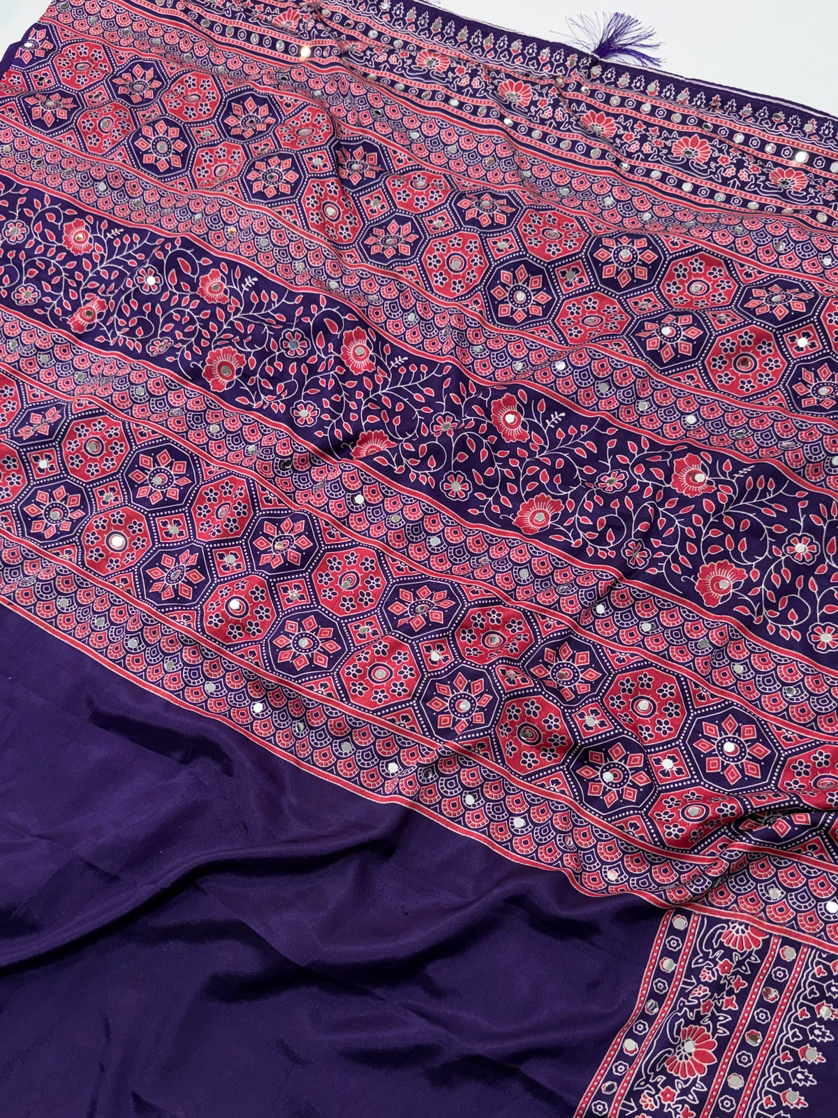 Alverina Function Wear Silk Print Design Mirror Work Fancy Designer With Blouse Piece