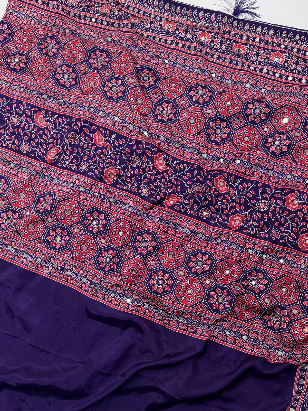 Alverina Function Wear Silk Print Design Mirror Work Fancy Designer With Blouse Piece
