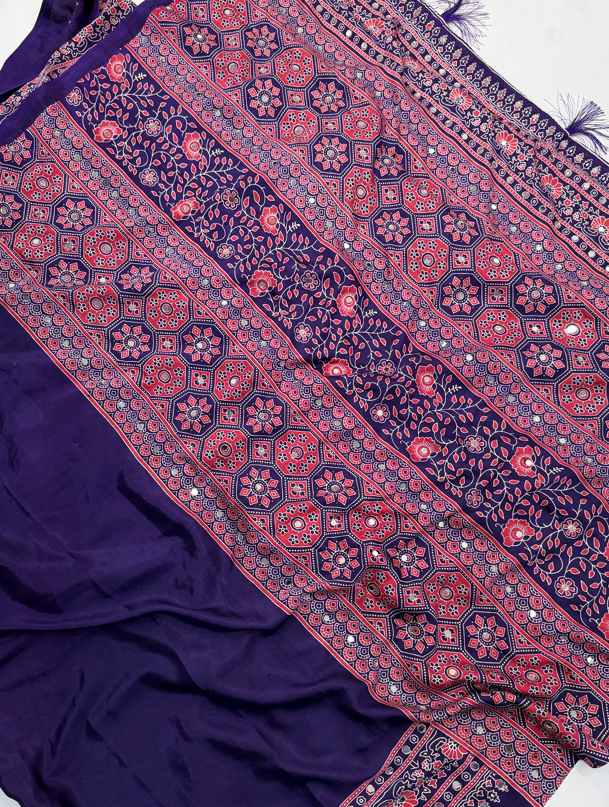 Alverina Function Wear Silk Print Design Mirror Work Fancy Designer With Blouse Piece