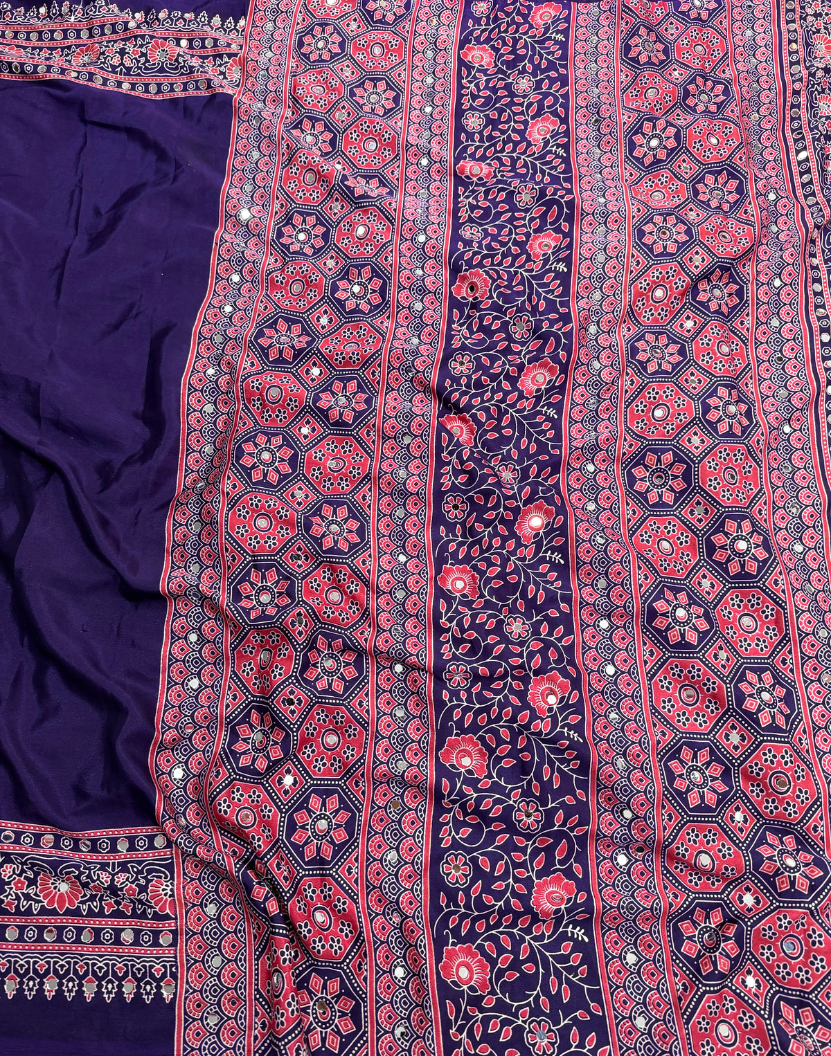 Alverina Function Wear Silk Print Design Mirror Work Fancy Designer With Blouse Piece