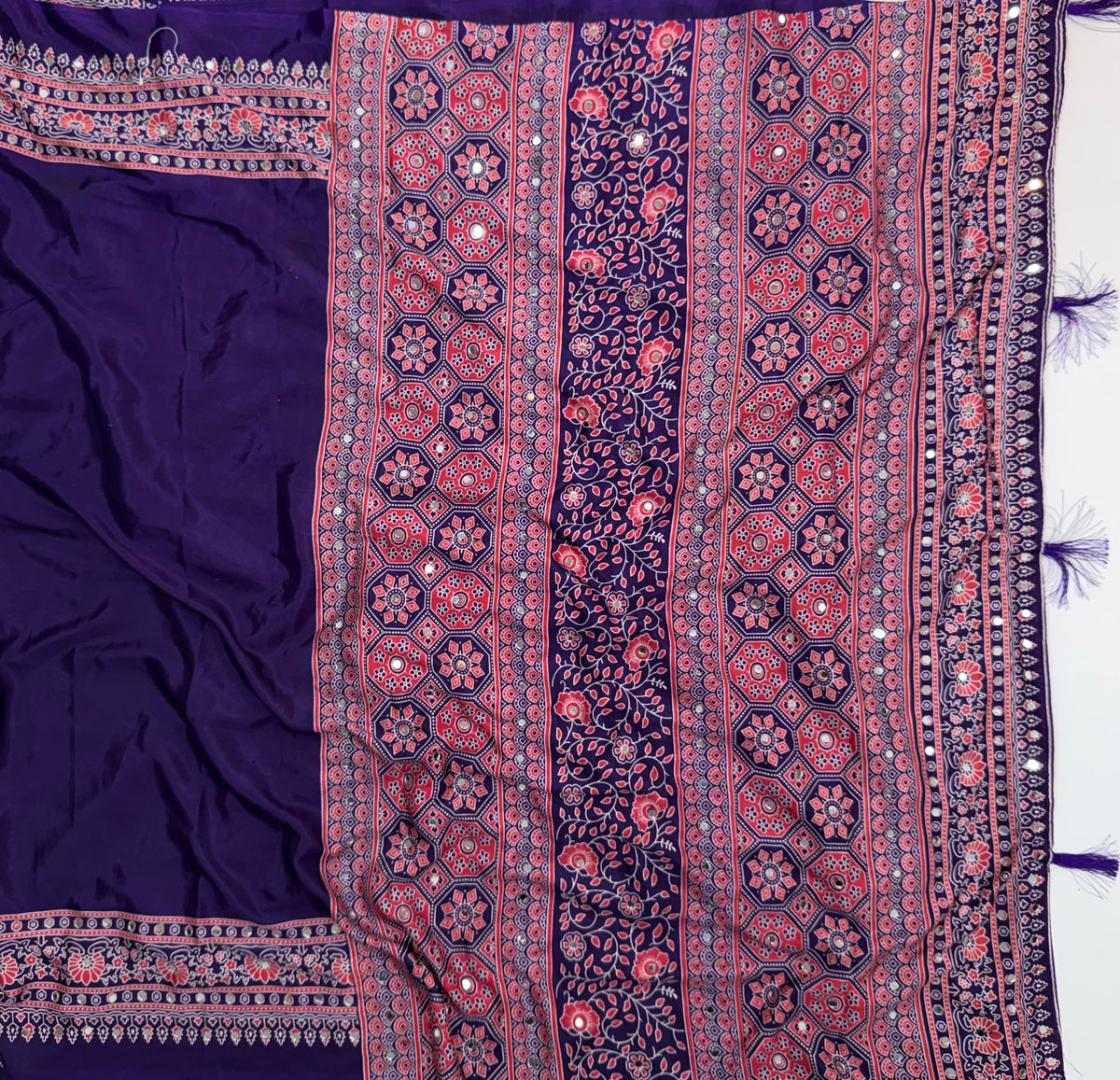 Alverina Function Wear Silk Print Design Mirror Work Fancy Designer With Blouse Piece
