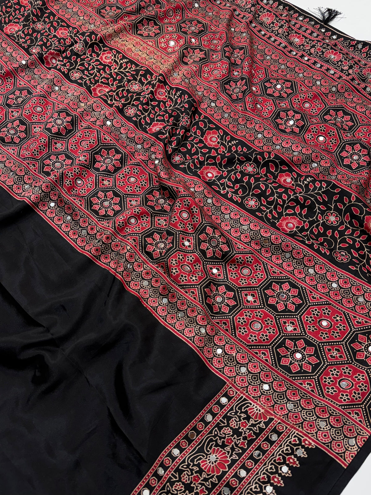 Alverina Function Wear Silk Print Design Mirror Work Fancy Designer With Blouse Piece