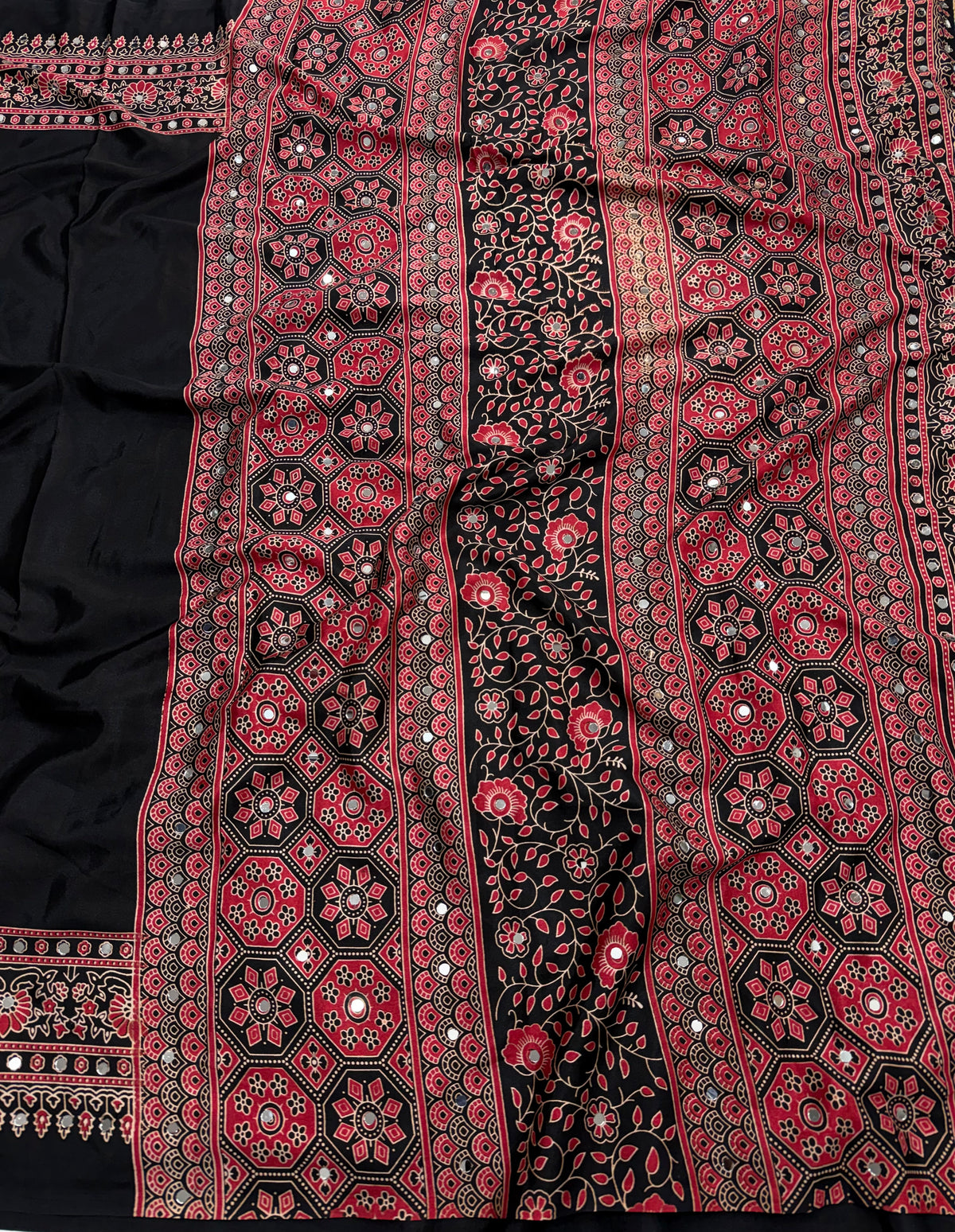 Alverina Function Wear Silk Print Design Mirror Work Fancy Designer With Blouse Piece