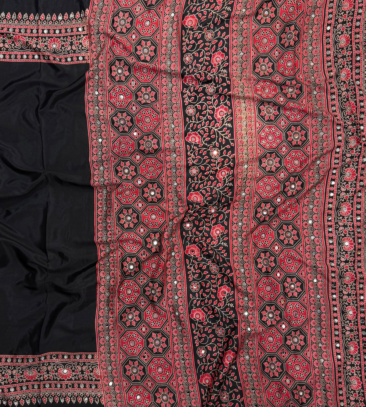 Alverina Function Wear Silk Print Design Mirror Work Fancy Designer With Blouse Piece