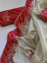 Load image into Gallery viewer, Desiring Festive Wear Kota Doriya Gotapatti Work Bandhani Print Fancy Saree With Contrast Blouse Piece
