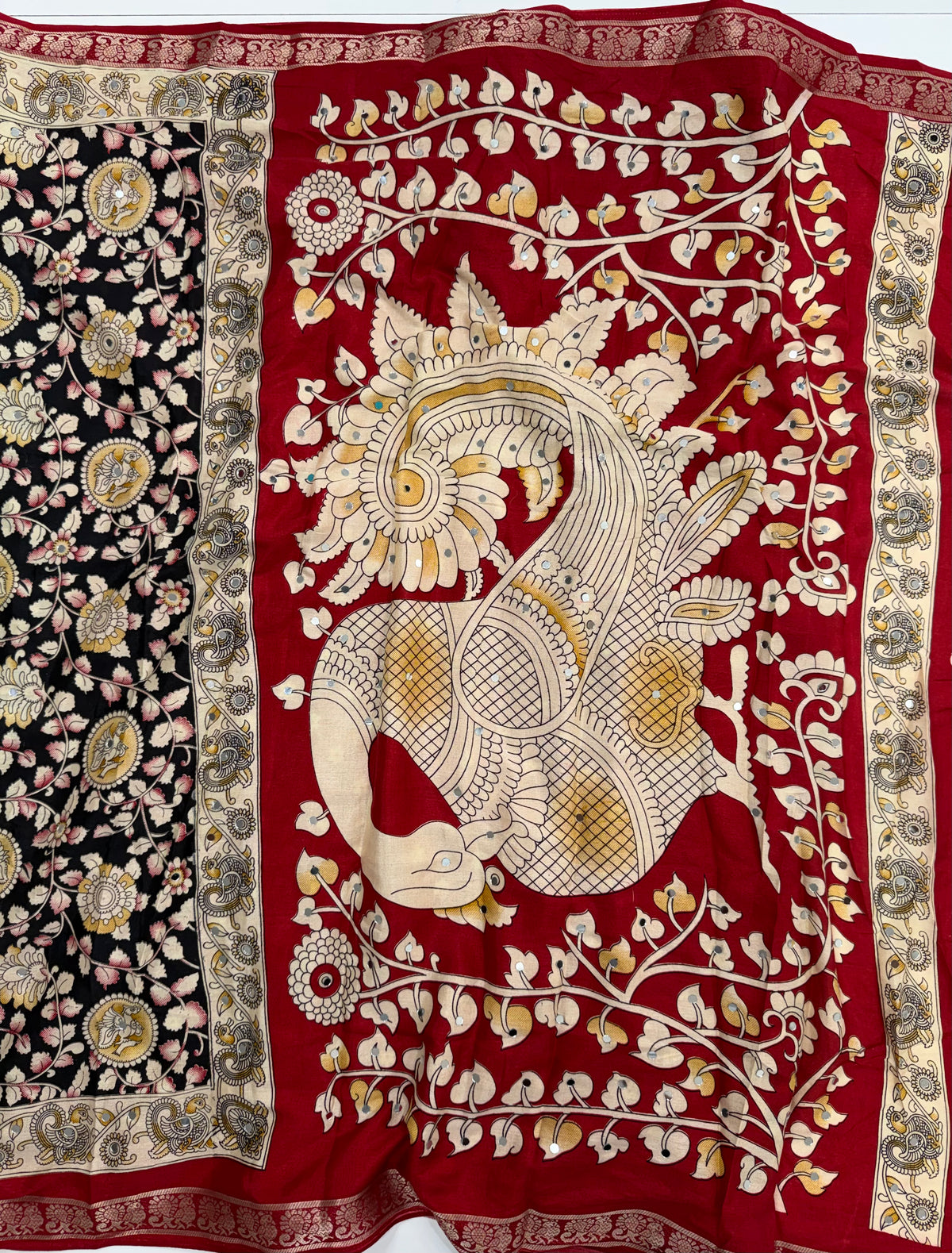 Glamorous Party Wear Pure Mangalkari Viscose Silk Mirror Work Fancy Saree With Blouse