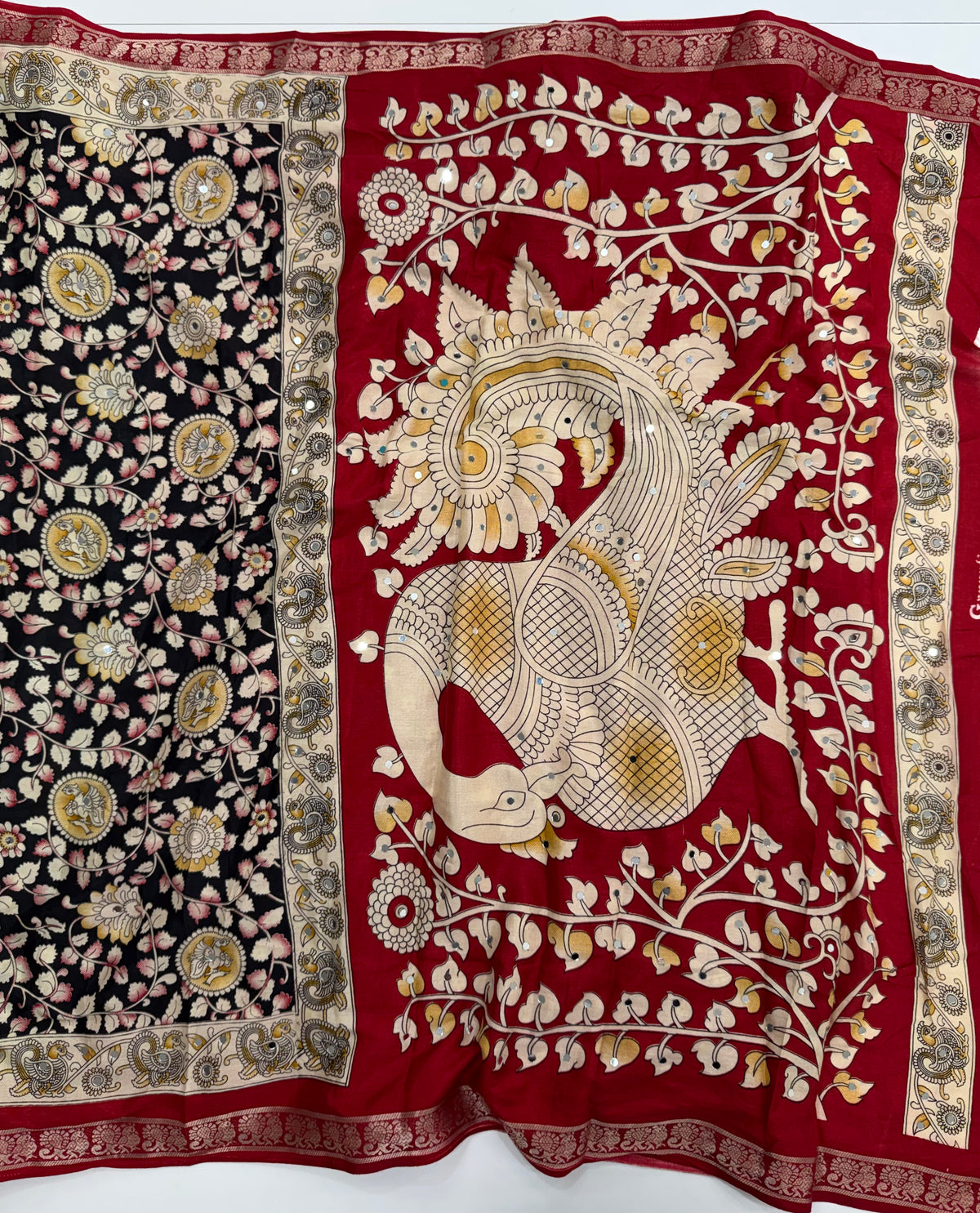 Glamorous Party Wear Pure Mangalkari Viscose Silk Mirror Work Fancy Saree With Blouse