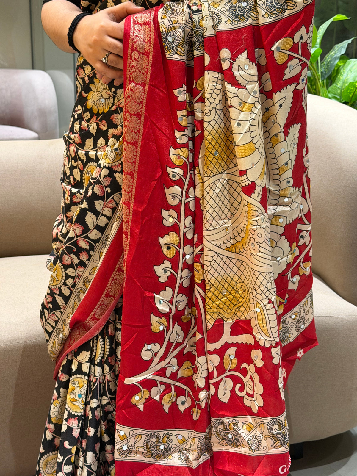 Glamorous Party Wear Pure Mangalkari Viscose Silk Mirror Work Fancy Saree With Blouse