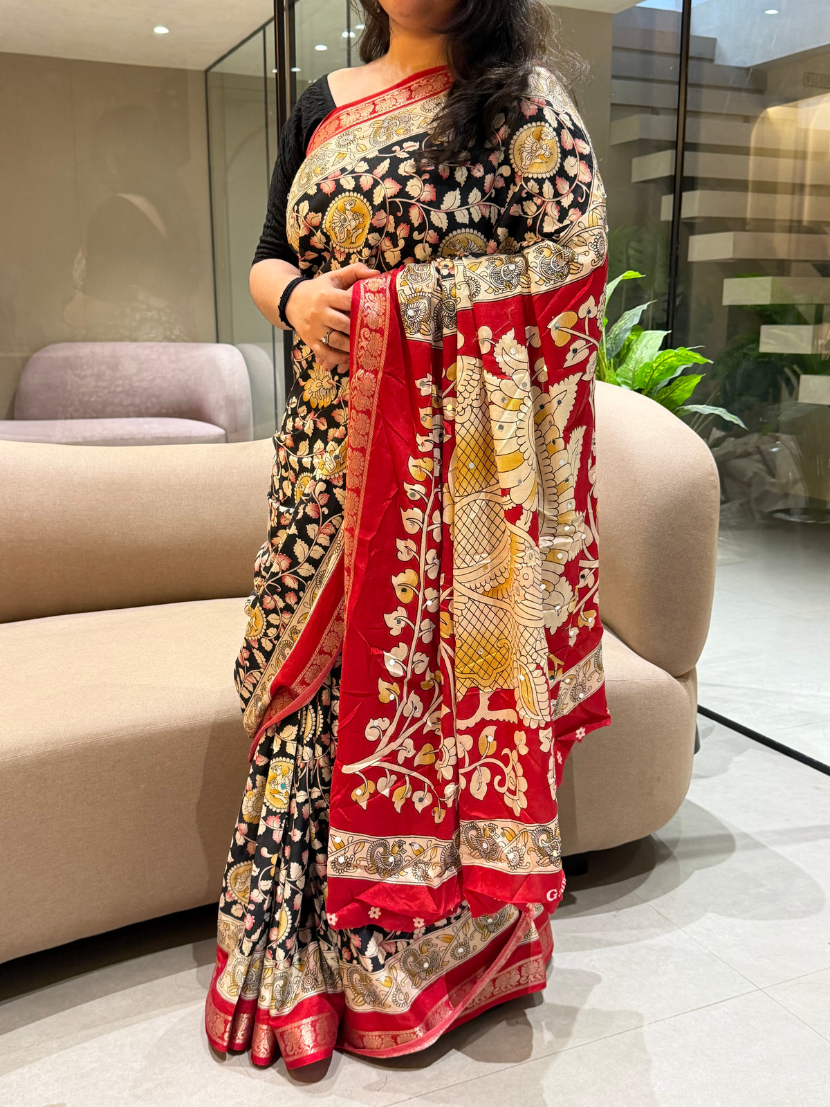 Glamorous Party Wear Pure Mangalkari Viscose Silk Mirror Work Fancy Saree With Blouse