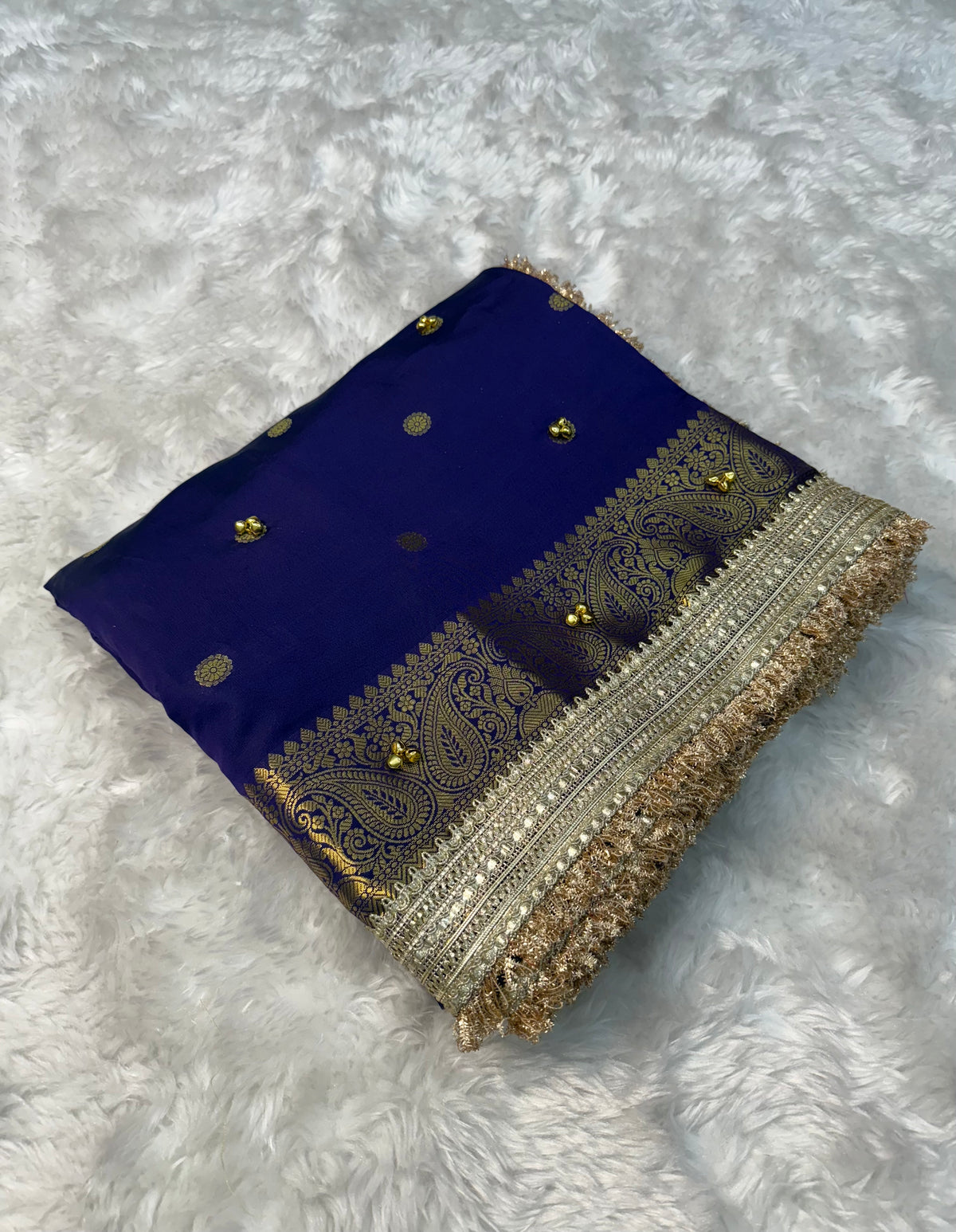 Incomparable Function Wear Banarasi Silk Zari Weaving Border Rich Pallu Ghungroo Work Saree With Blouse Piece