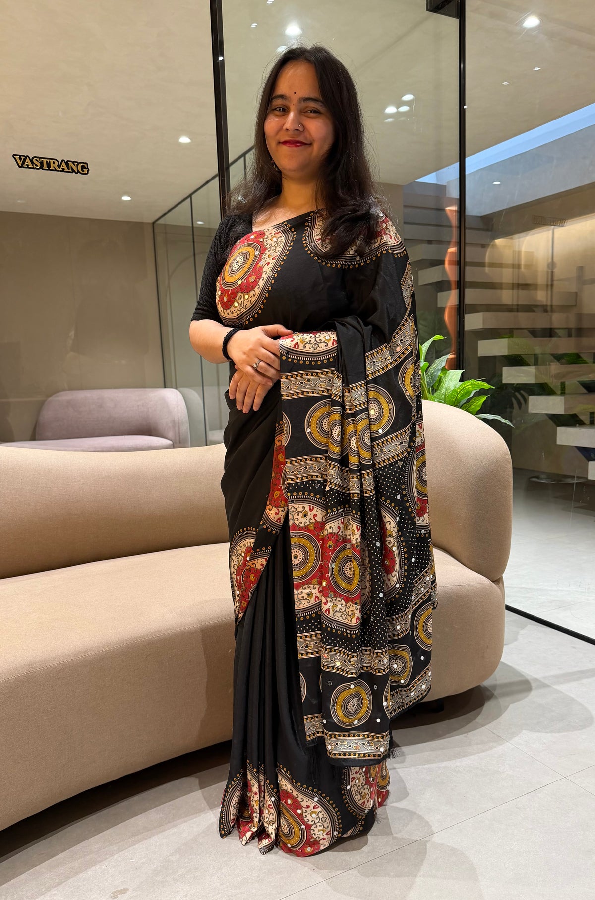 Marvellous Festive Wear Satin Silk Print Design Mirror Work Rich Pallu Designer Saree With Blouse Piece