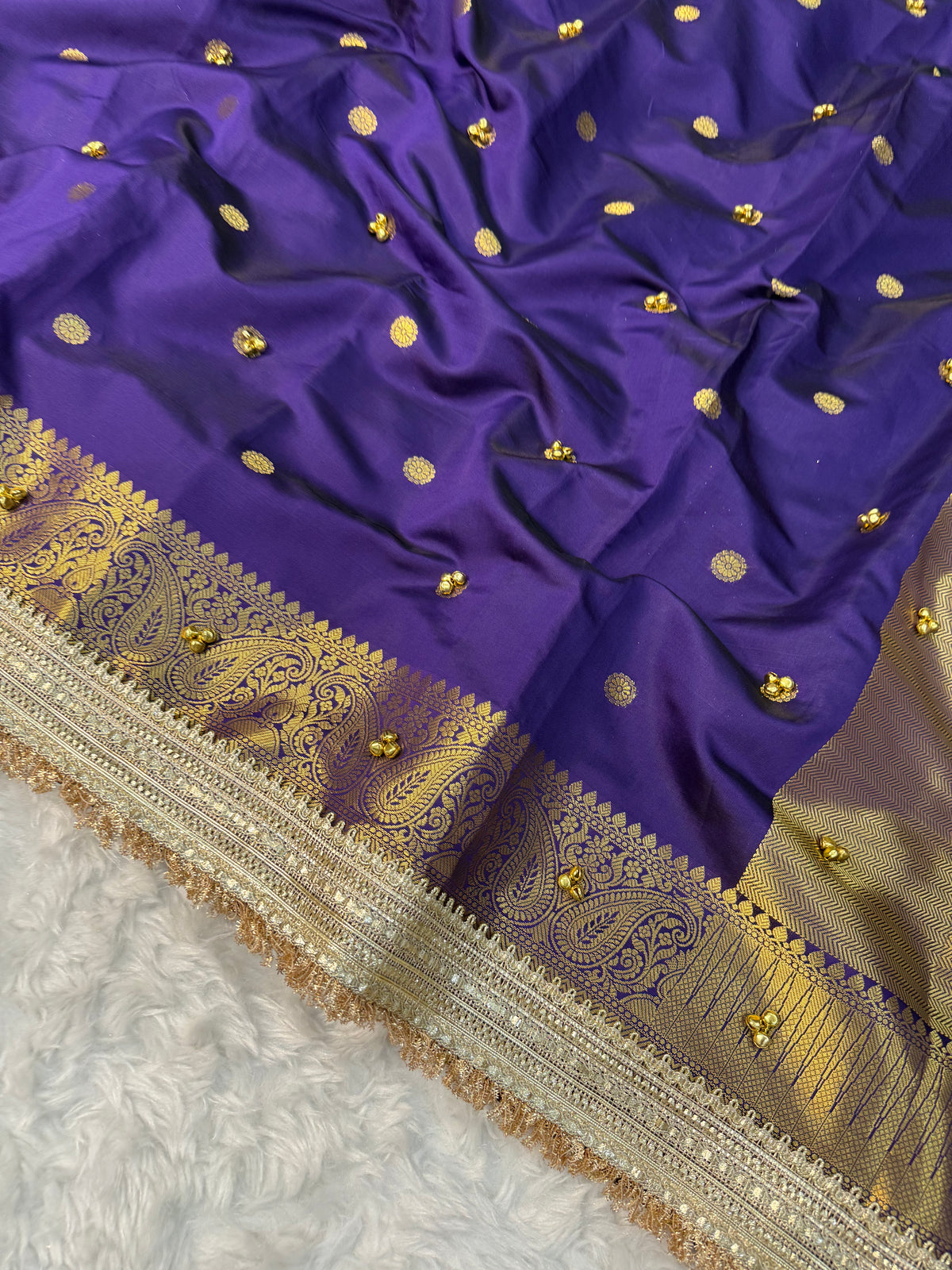 Incomparable Function Wear Banarasi Silk Zari Weaving Border Rich Pallu Ghungroo Work Saree With Blouse Piece