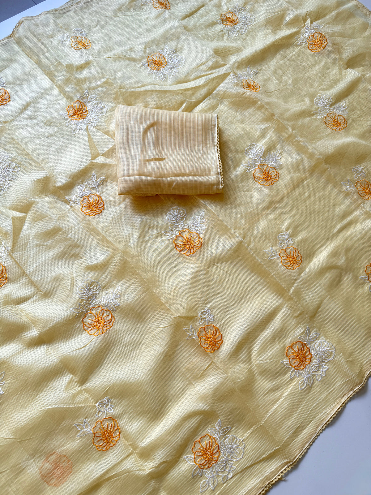 Incomparable Party Wear Kota Doriya Embroidery n Thread Work Fancy Saree With Blouse Piece