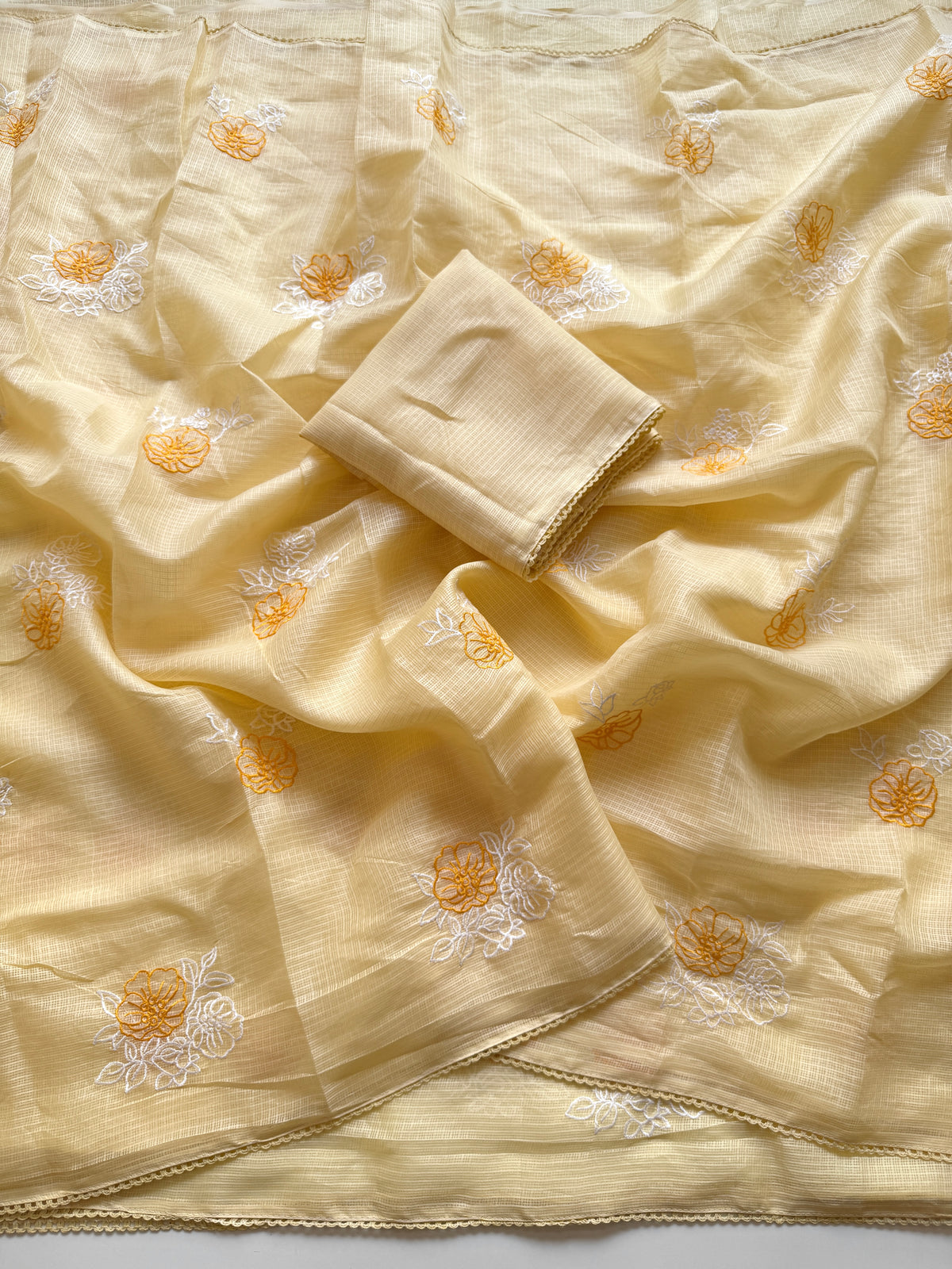 Incomparable Party Wear Kota Doriya Embroidery n Thread Work Fancy Saree With Blouse Piece