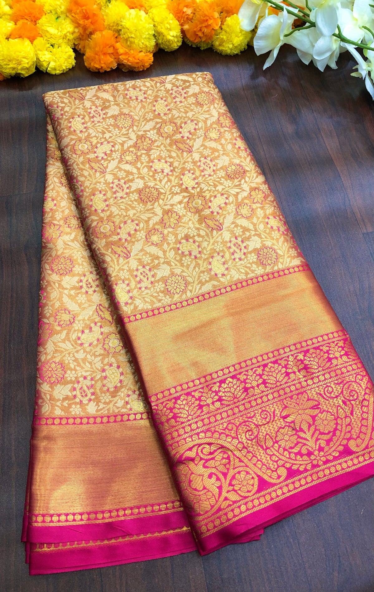 New Wedding Wear Pink Color Kanjiviram Silk Pure Zari Weaving with Beautiful Meena Weaving Saree With Blouse