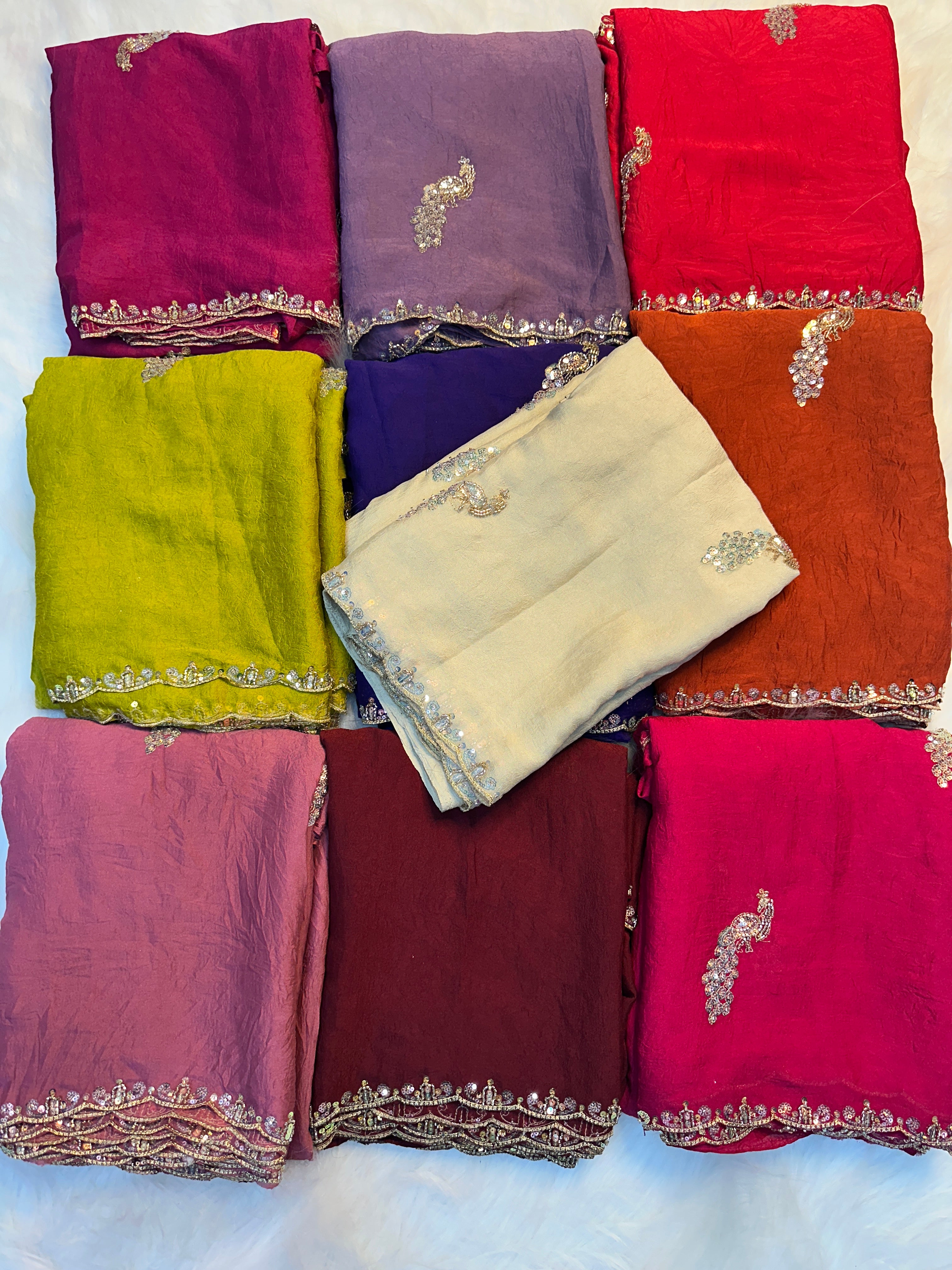 Charming Party Wear Crush Silk Sequence n Beads Work Fancy Designer Saree With Blouse Piece