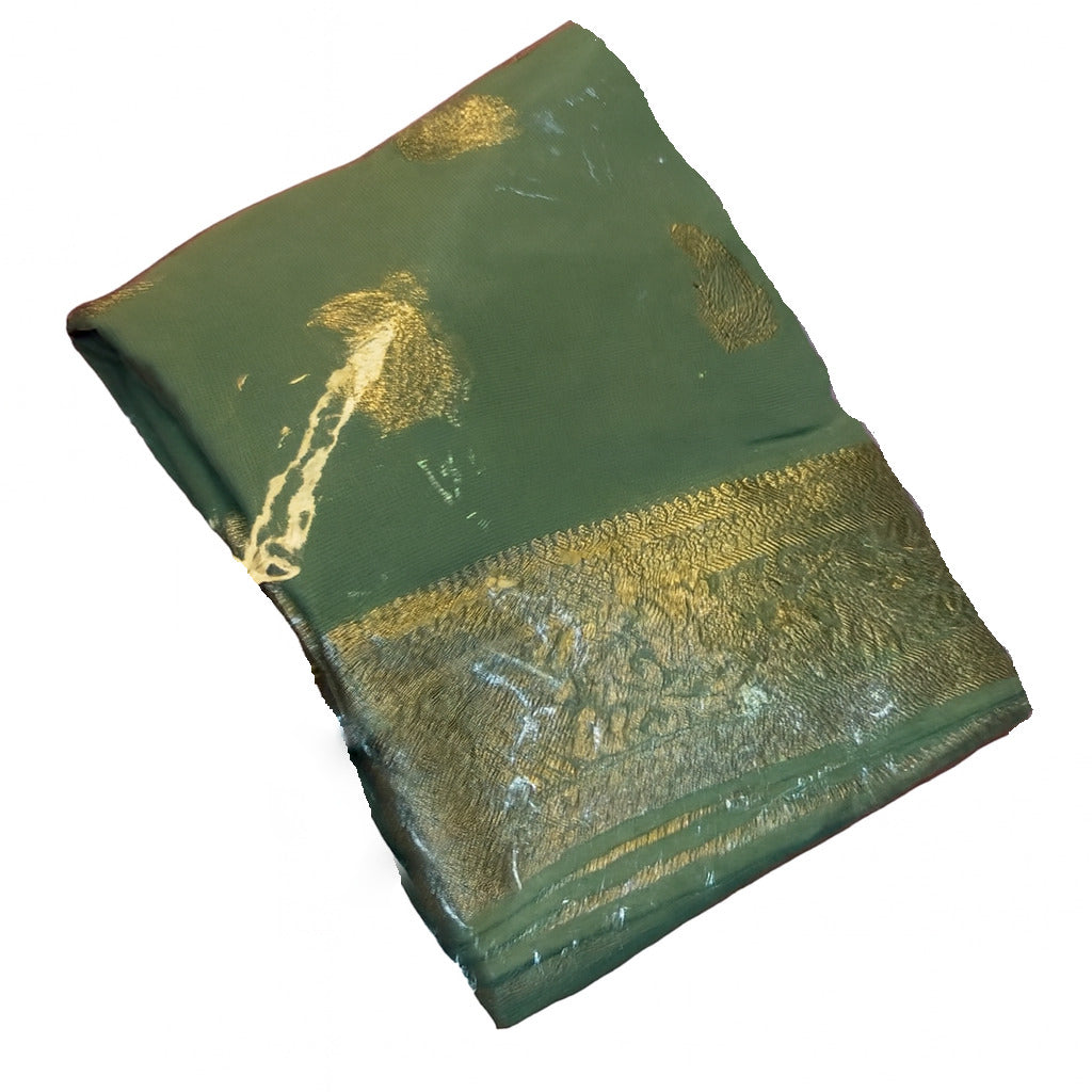 Desiring Viscose Georgette Jacquard Zari Work Saree With Staggering Blouse Piece