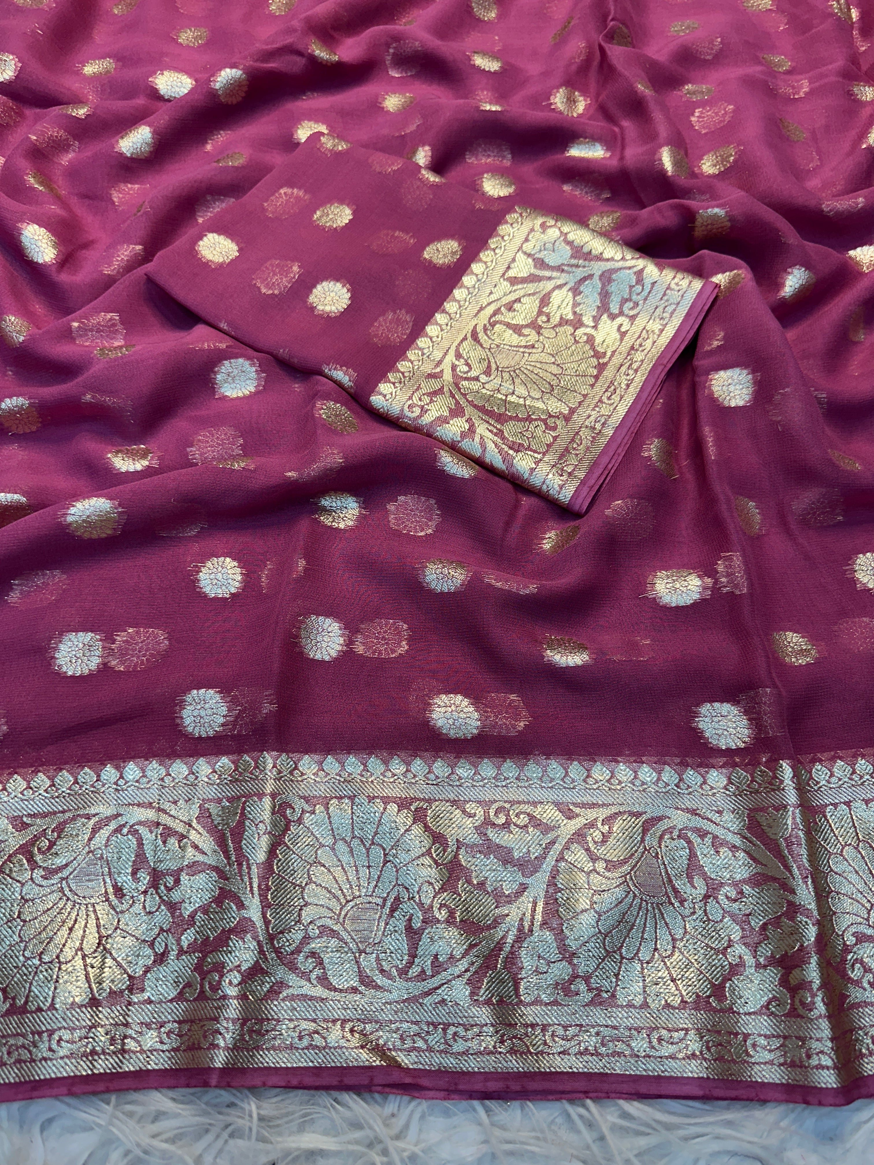 Elegance Party Wear Viscose Georgette Jacquard Zari Weaving Work Fancy Designer Saree