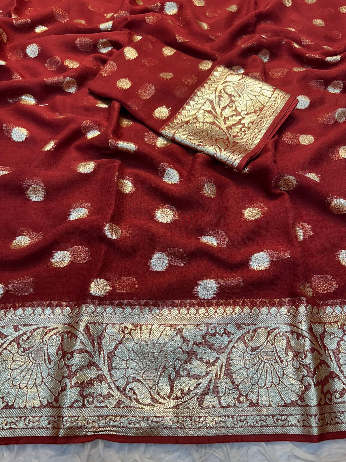Elegance Party Wear Viscose Georgette Jacquard Zari Weaving Work Fancy Designer Saree